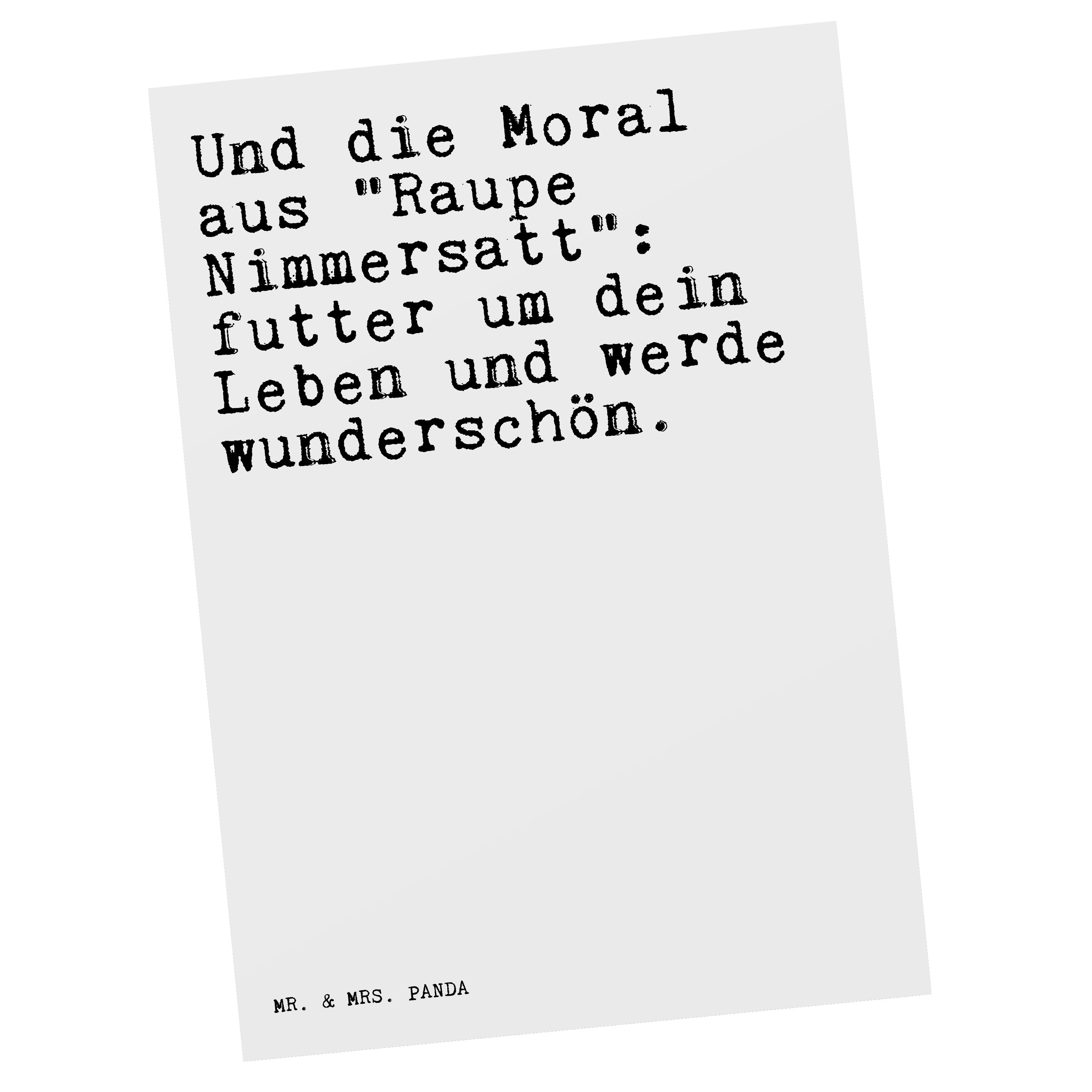 Postkarte Und die Moral aus... - Weiß - Geschenk, Frau, Sprüche, Dankeskarte, G