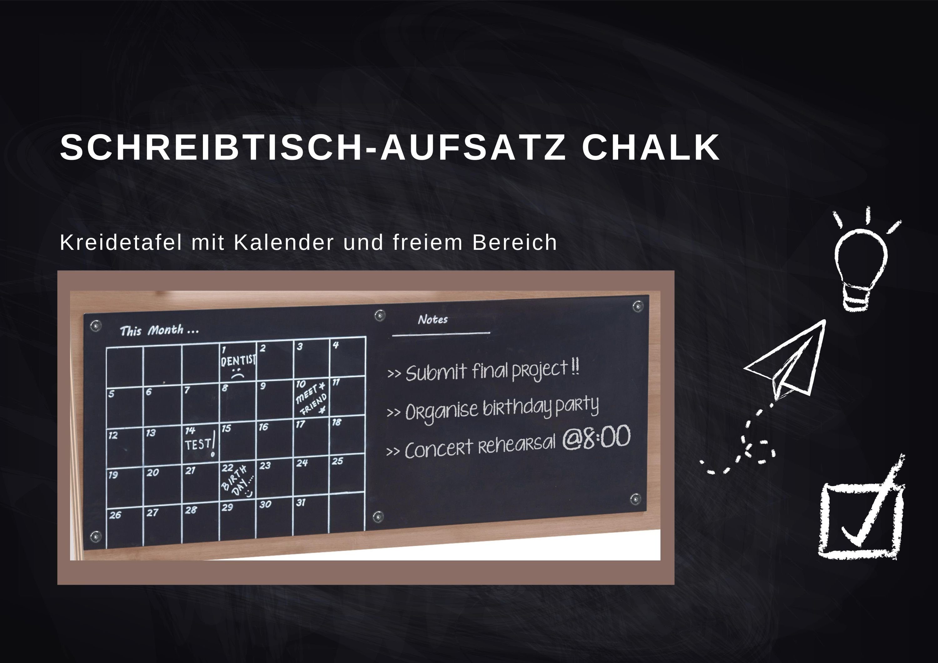 Cilek Leselampe, mit Kreidetafel Chalk, Kalender, Kinderschreibtisch USB