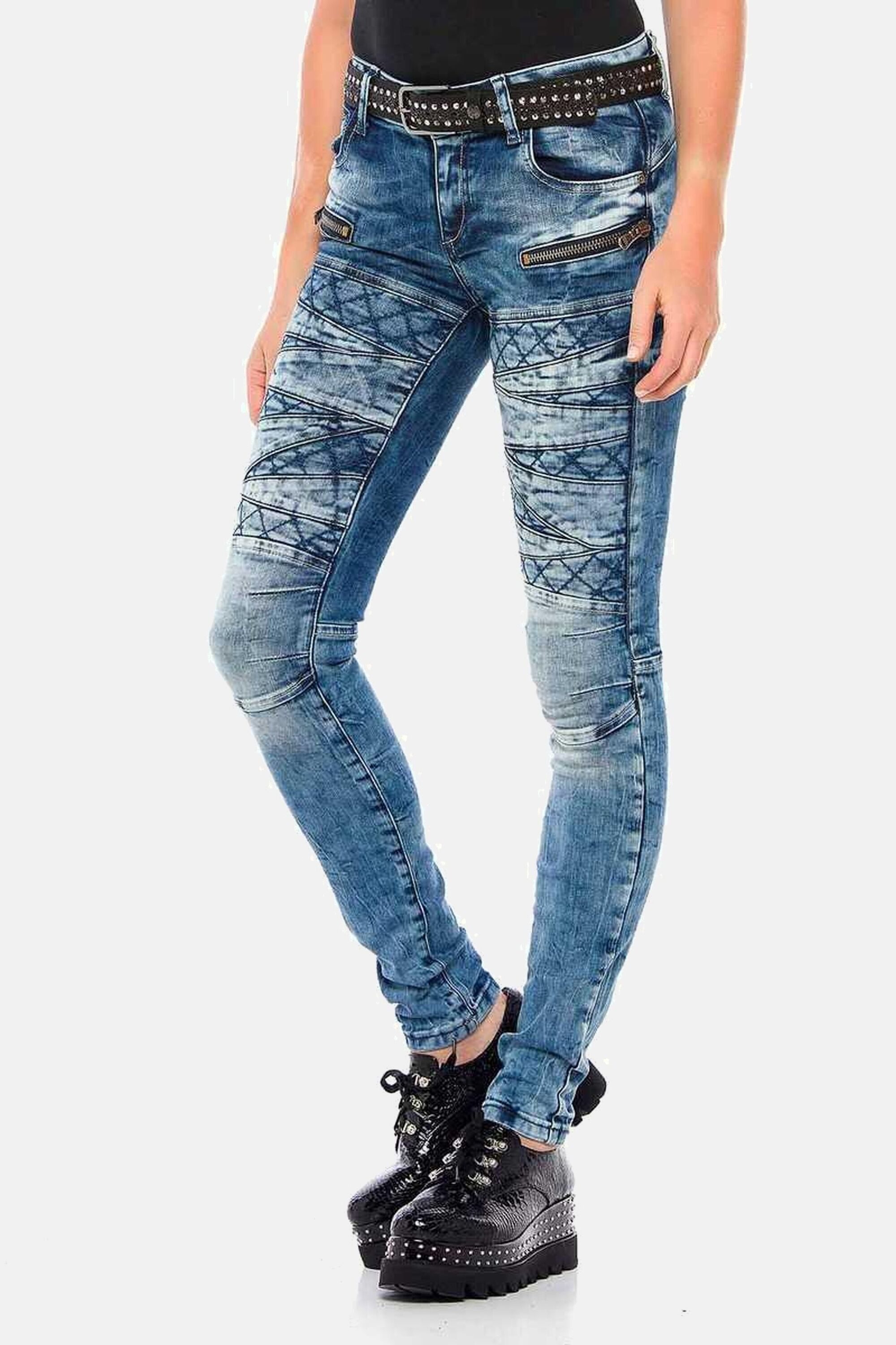 Cipo & Baxx Slim-fit-Jeans Jeans mit coolen Stickelementen, WD381 – Bild 5 von 5