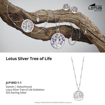 LOTUS SILVER Silberkette LOTUS Silver Lebensbaum Halskette, Halsketten für Damen 925 Sterling Silber, weiß, silber