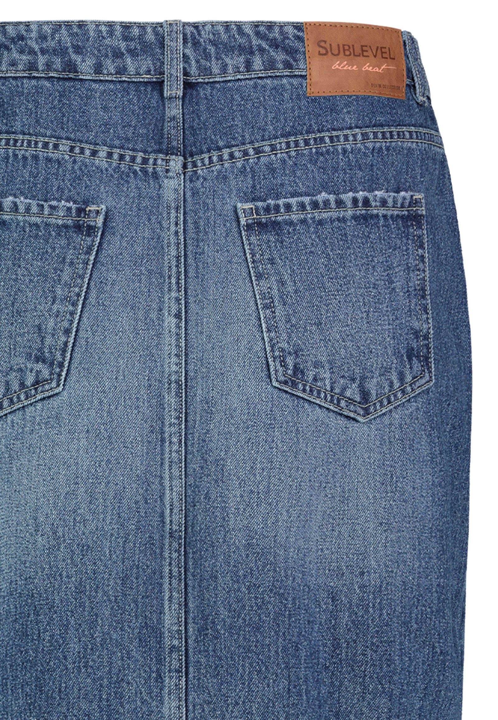 SUBLEVEL Jeansrock Damen Maxi Midi Mini Rock langer Schnitt Denim Stretch – Bild 5 von 5