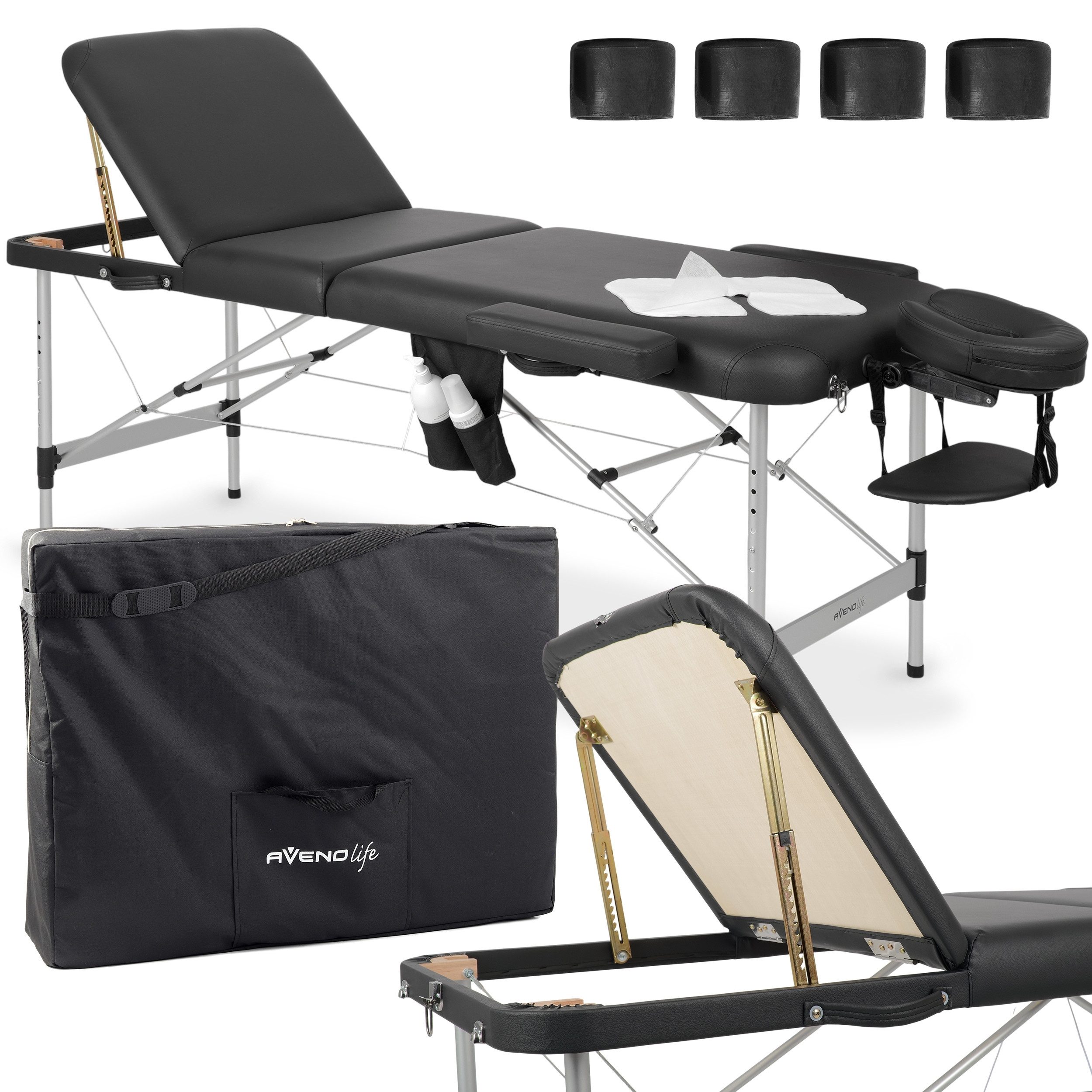Habys Massageliege Adele Mobile Massagetisch Kosmetikliege Tragebares Schwarz