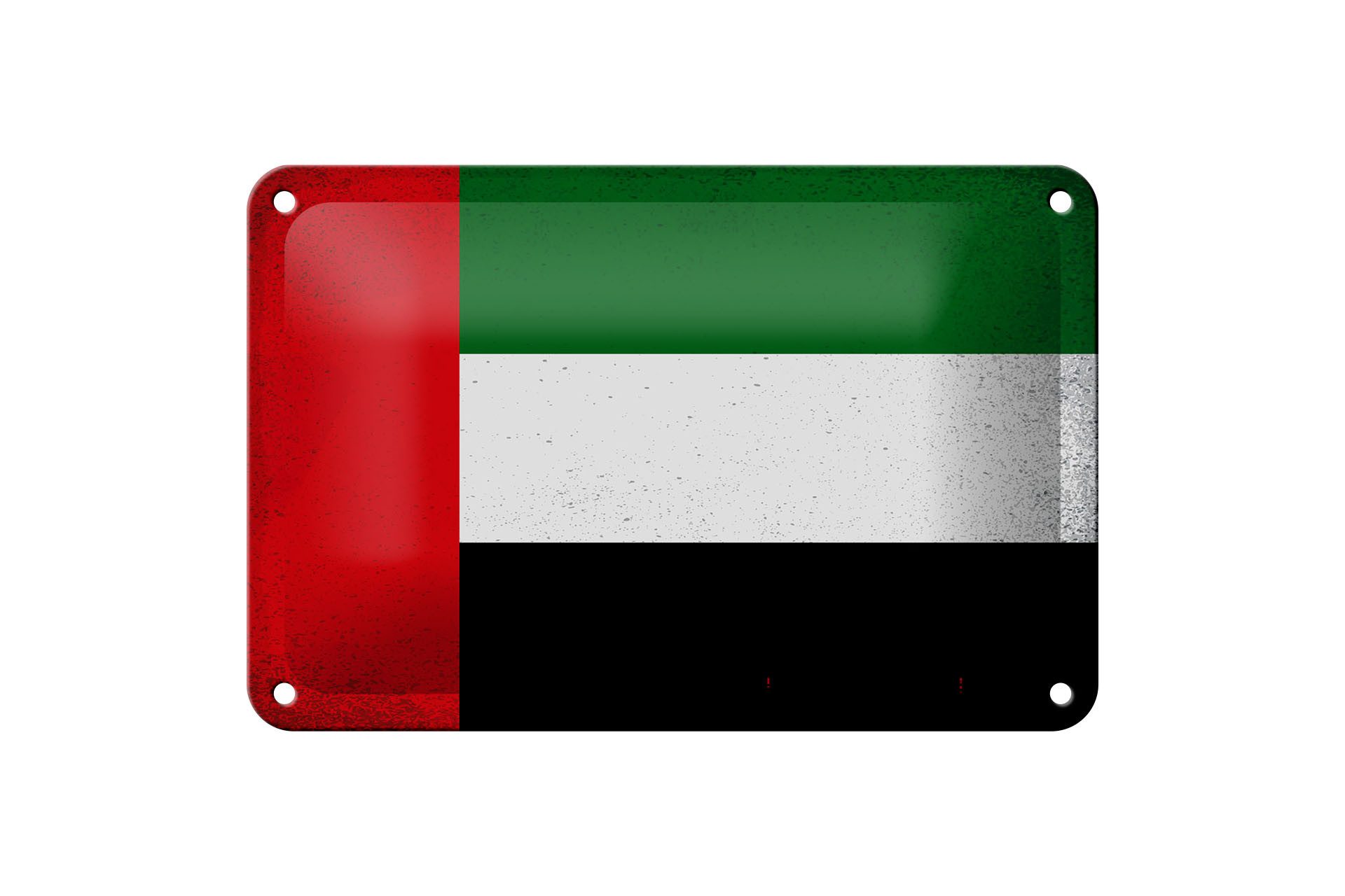 Femer GmbH Metallschild Flagge Arabische Emirate 18x12cm Flag Vintage, (1 St), gewölbte Oberfläche, abgerundete Ecken, umgeschlagene Kanten