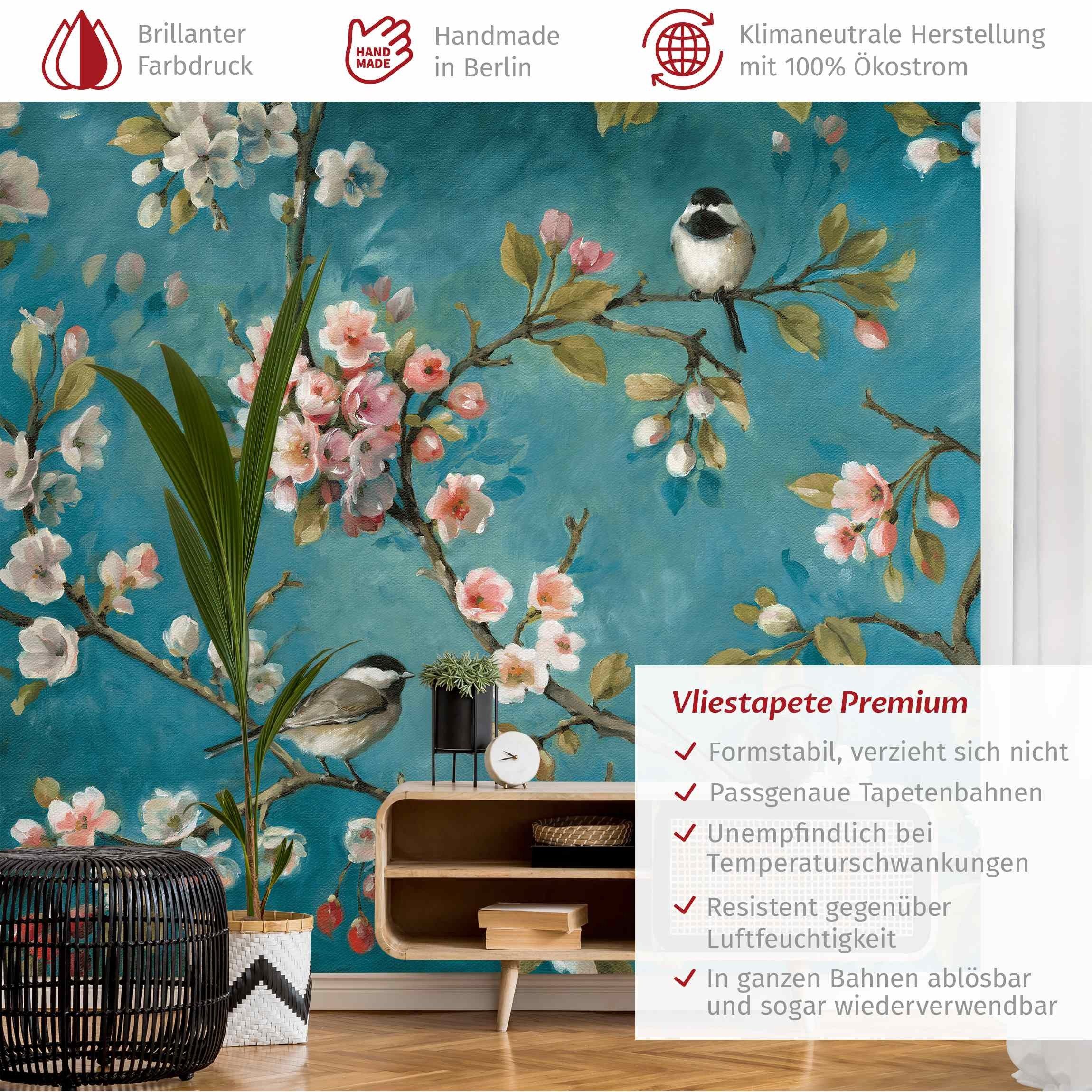 Bilderdepot24 Fototapete Kirschblütenzweige Blumen Floral Kunst günstig online kaufen