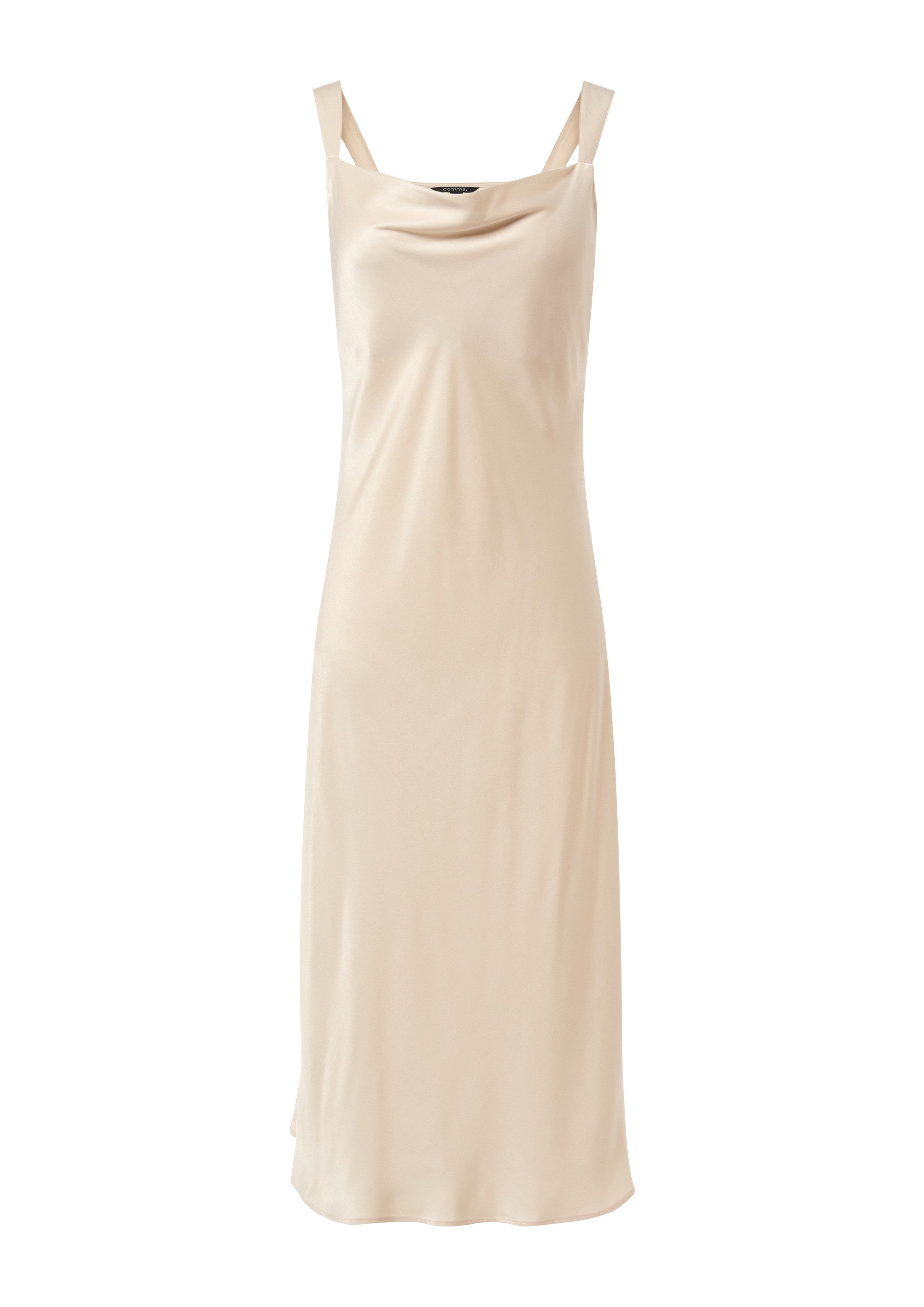 comma Midikleid Kleid Satinkleid mit Wasserfall-Ausschnitt
