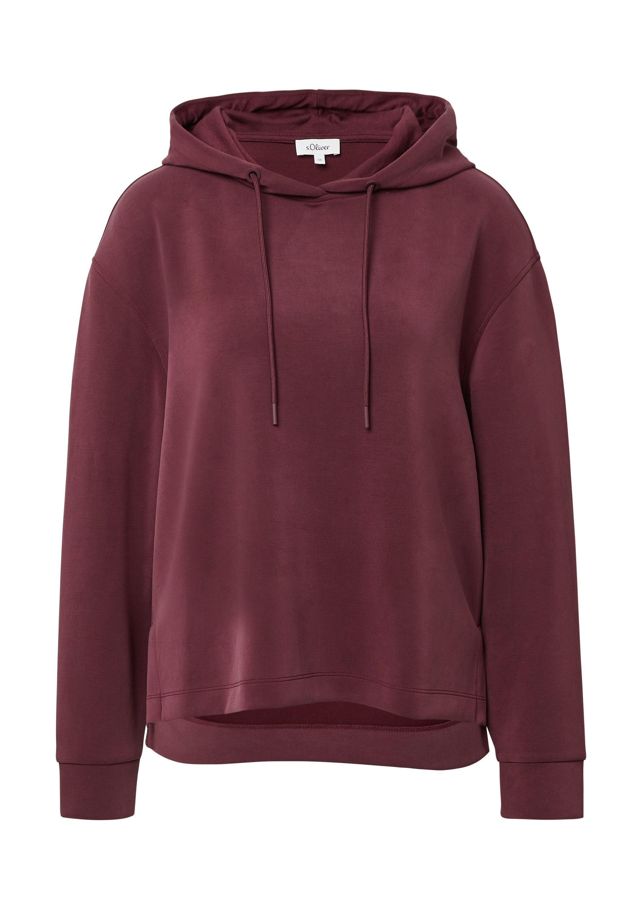 s.Oliver Sweatshirt Sweatshirt Scuba-Hoodie mit Seitenschlitzen