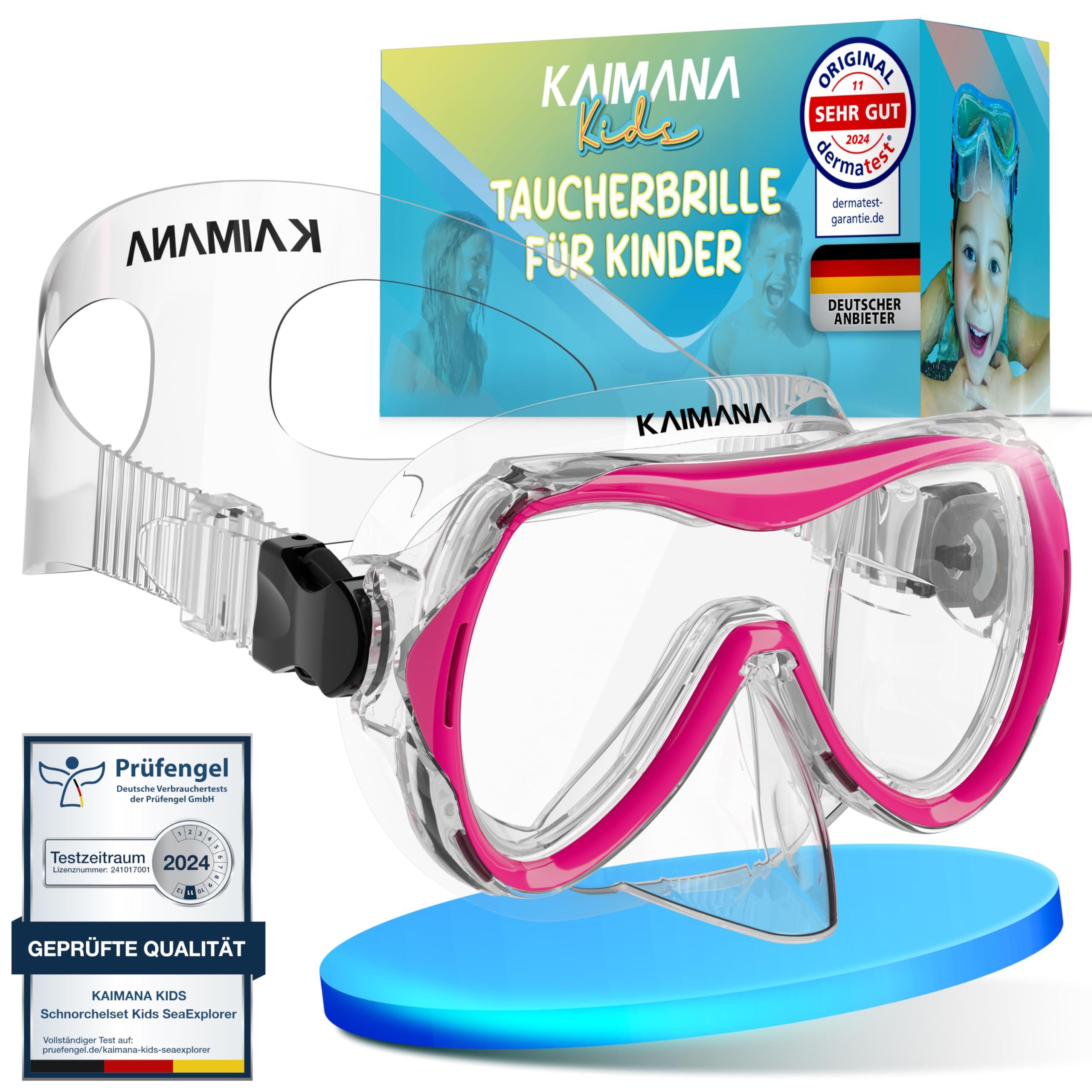 KAIMANA Tauchermaske - Taucherbrille Kinder inkl. Tragetasche, besonders Bequeme Tauchmaske Kinder
