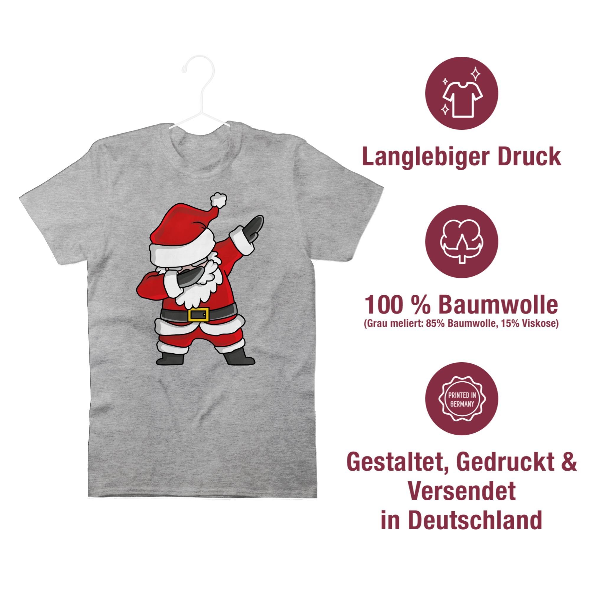Shirtracer meliert Dabbing T-Shirt Weihnachtsmann Grau Kleidung 3 Weihachten