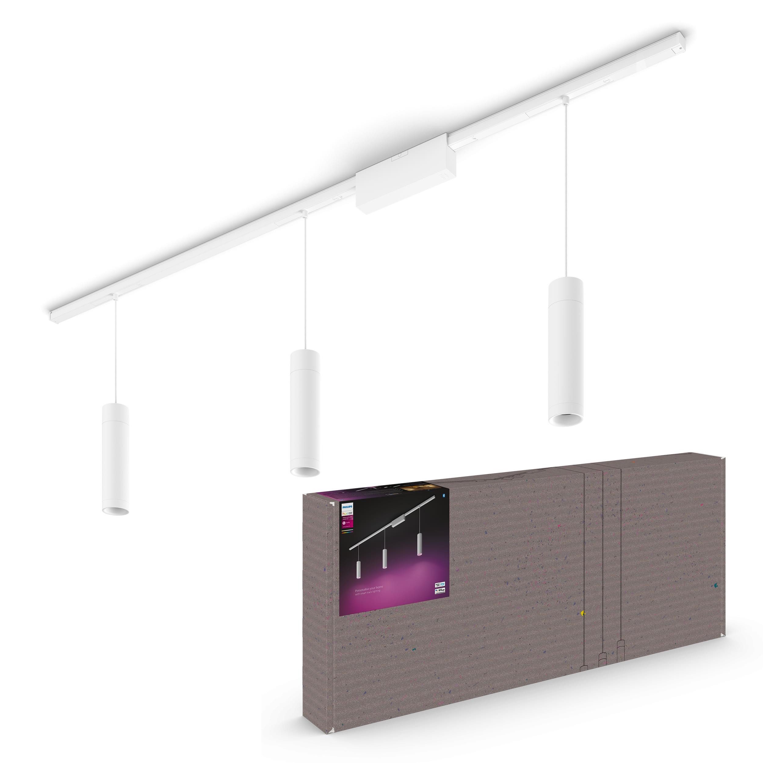 Philips Hue Schienensystem-Sets Perifo Schienensystem Basis-Set 3er Pendelleuchte, Dimmfunktion, LED fest integriert, Farbwechsler, 510 lm, 2000-6500 K, Leuchtdauer 25.000 Stunden, Made in Europe