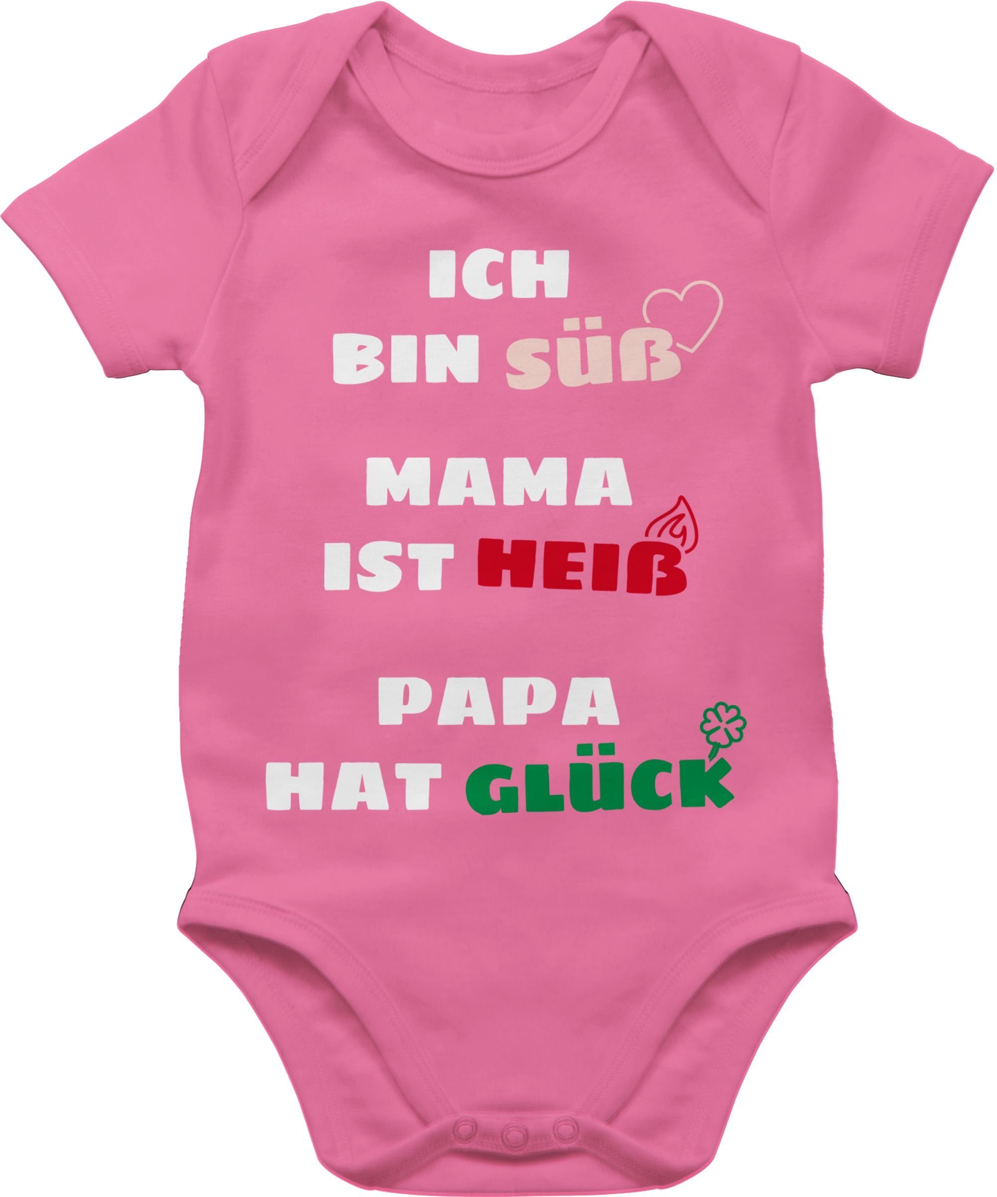 Shirtracer Shirtbody Ich bin süß Mama ist heiß Papa hat Glück Strampler Baby Mädchen & Junge 1 Pink