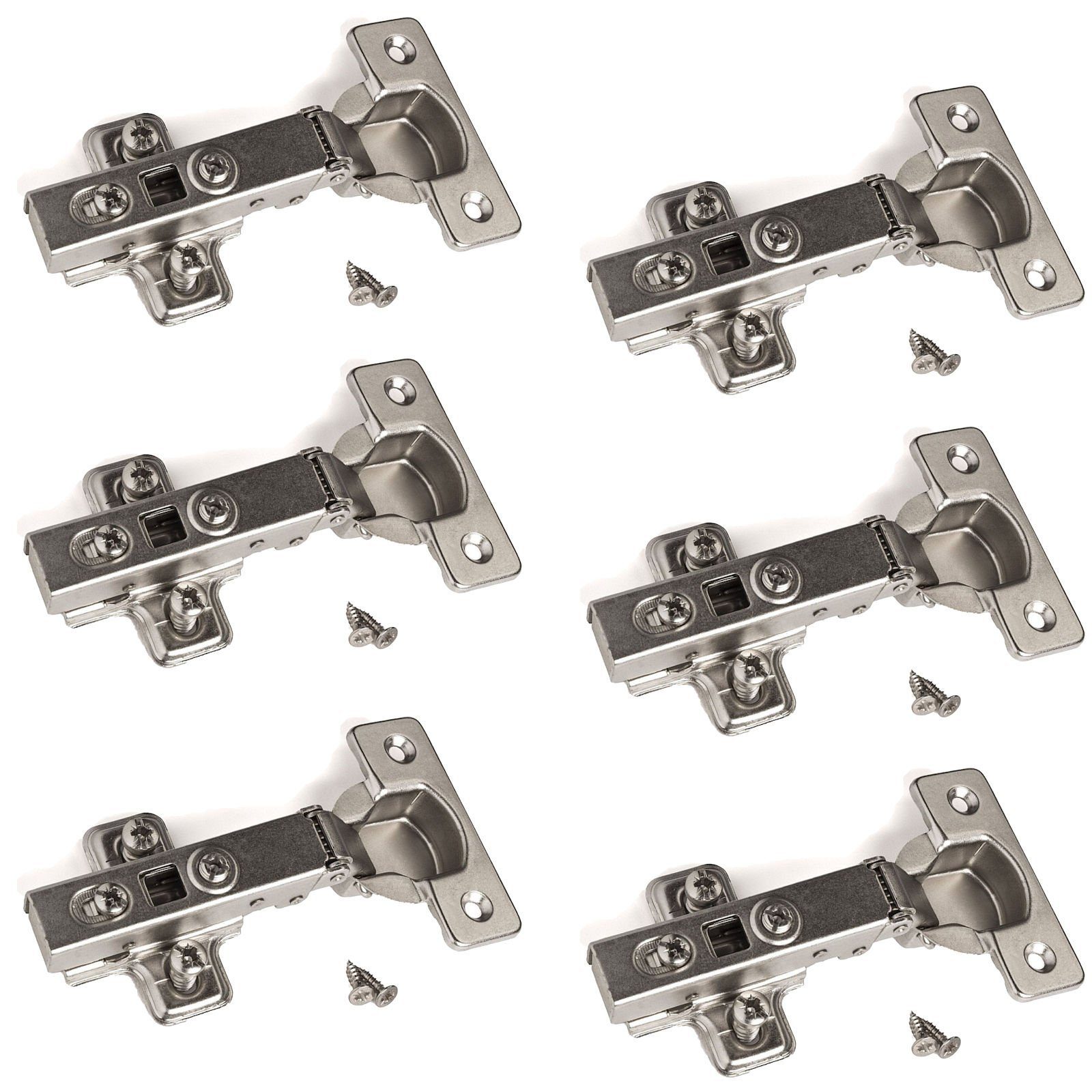 SO-TECH® Türbeschlag Topfband T45 / T52, Eckanschlag, mit Dämpfer + Kreuzplatte (6 St), Scharnier Scharniere Topfscharniere