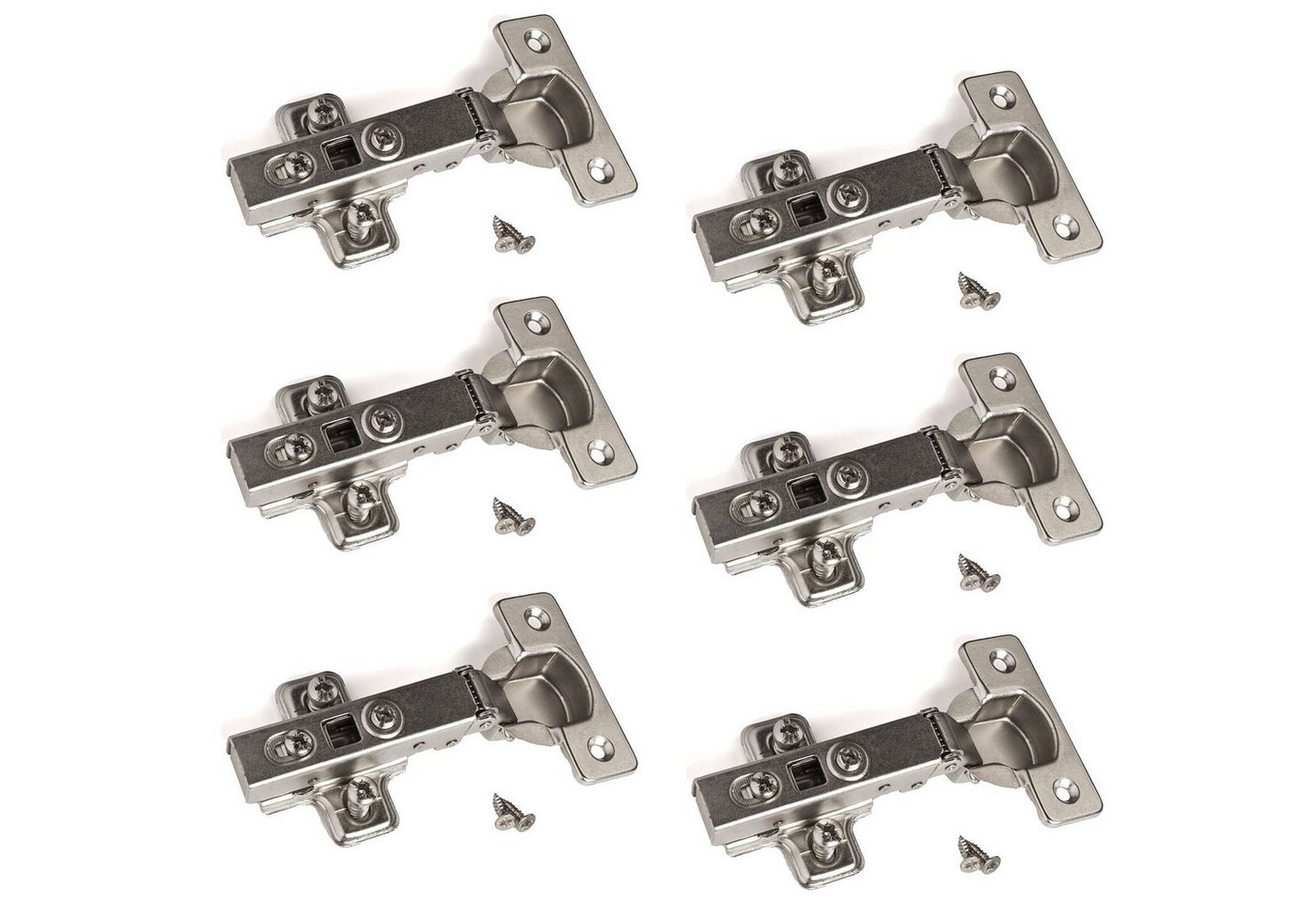 SO-TECH® Türbeschlag Topfband T45 / T52, Eckanschlag, mit Dämpfer + Kreuzplatte (6 St), Scharnier Scharniere Topfscharniere