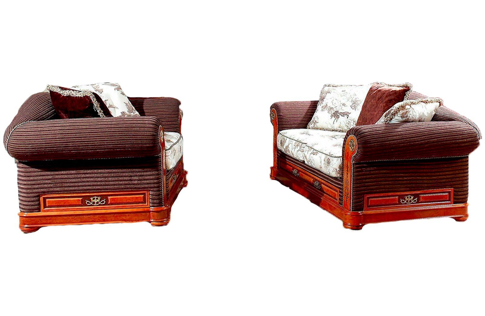 Luxus Garnitur Handarbeit Sofa 2+1 JVmoebel Echte Sofa, Sitz Polster Couch Sitzer