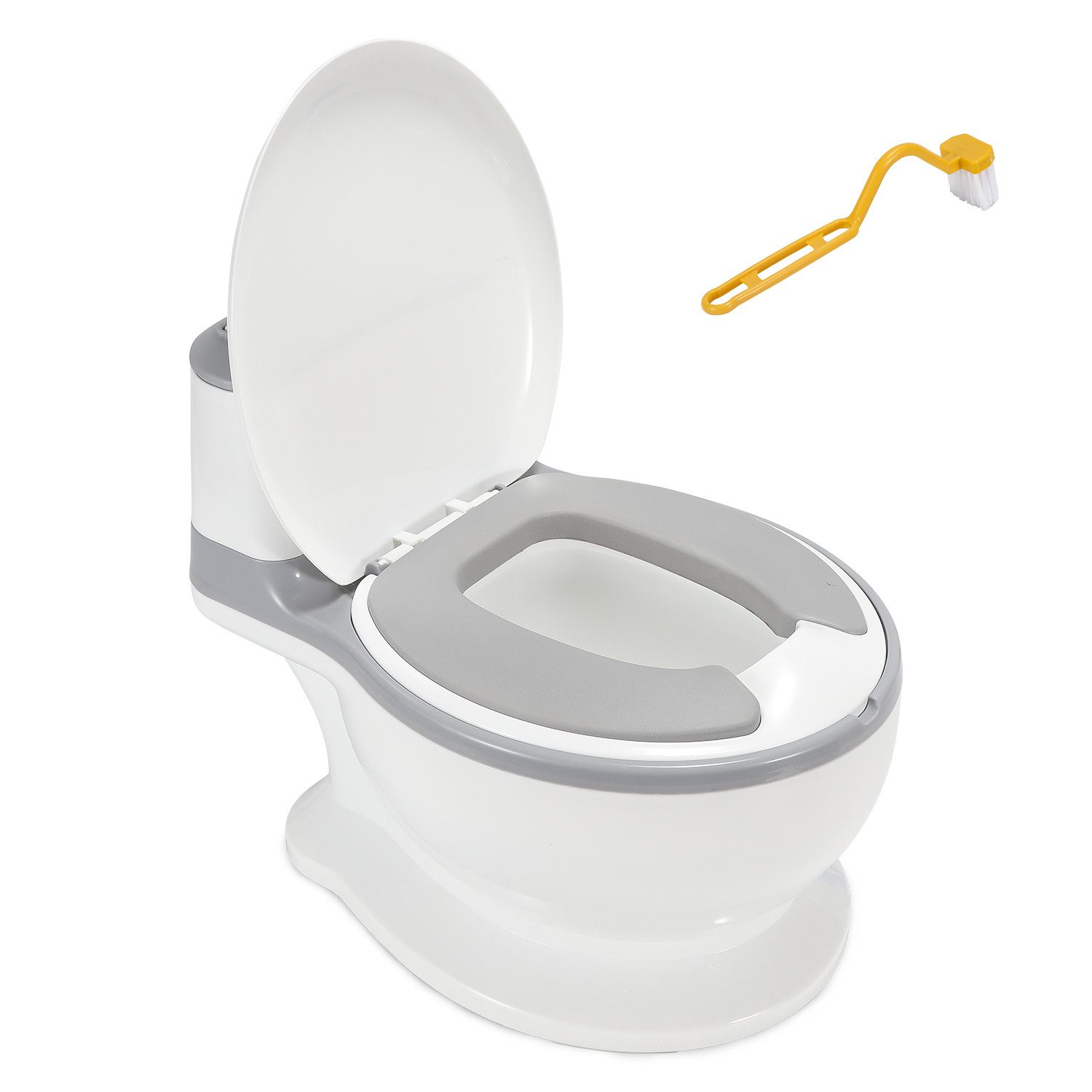 Clanmacy Toilettentrainer WC Potty weiß Toilettentrainer Kinderklo Lern Töpfchen mit Spülsound, Kindertoilette