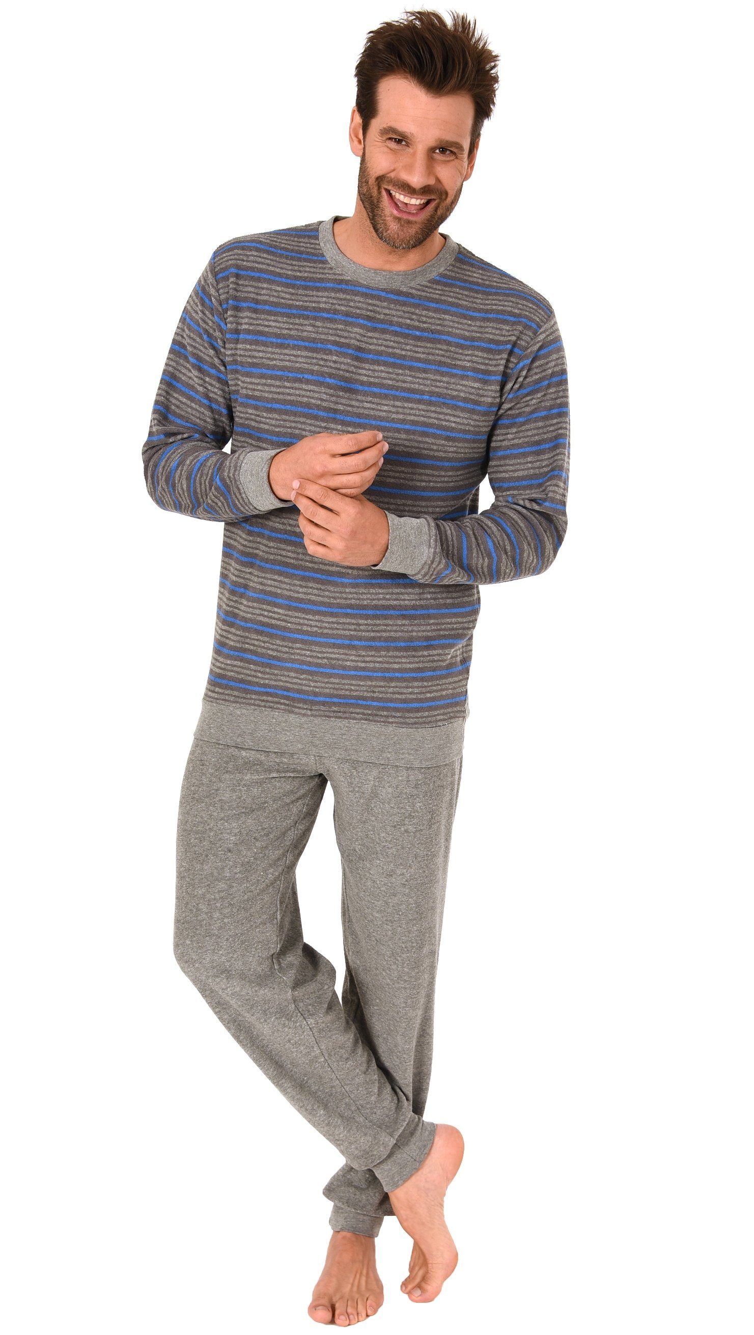 RELAX by Normann Pyjama »Herren Frottee Pyjama mit Bündchen Schlafanzug in  lässiger Streifenoptik - 291 101 13 845« online kaufen | OTTO