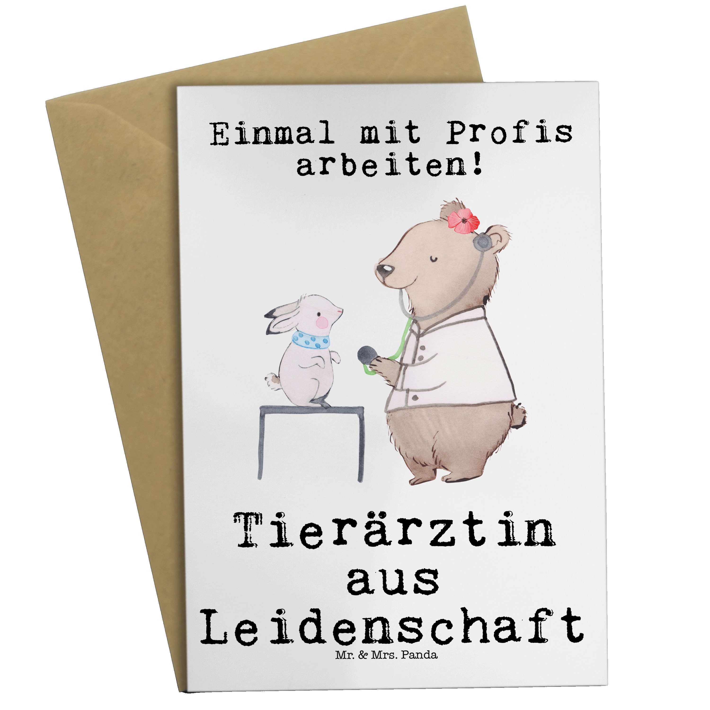 Mr. & Mrs. Panda Grußkarte Tierärztin aus Leidenschaft Weiß