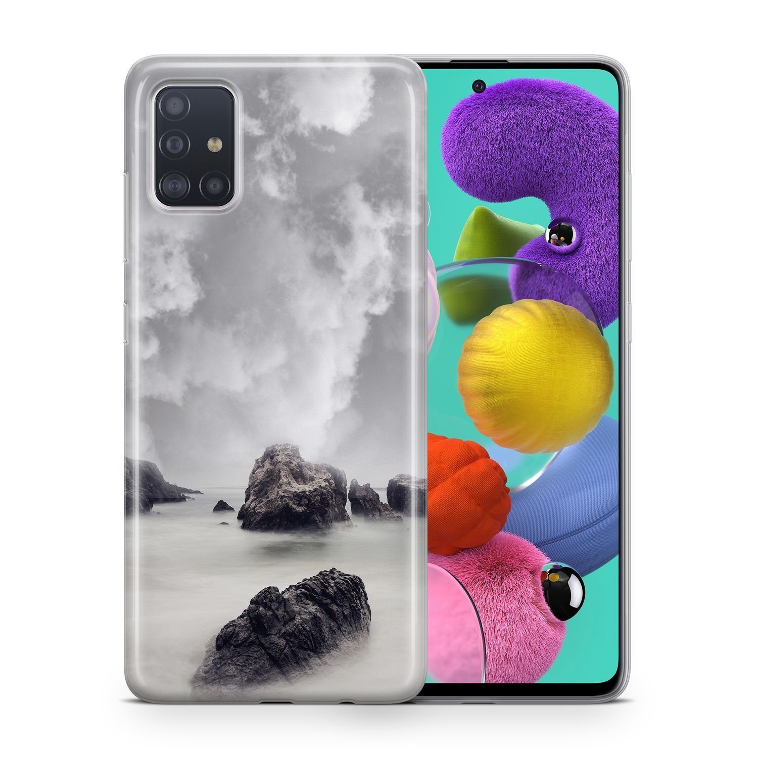 König Design Handyhülle Samsung Galaxy J5 (2017), Schutzhülle für Samsung Galaxy J5 (2017) Motiv Handy Hülle Silikon Tasche Case Cover Felsen Wolken