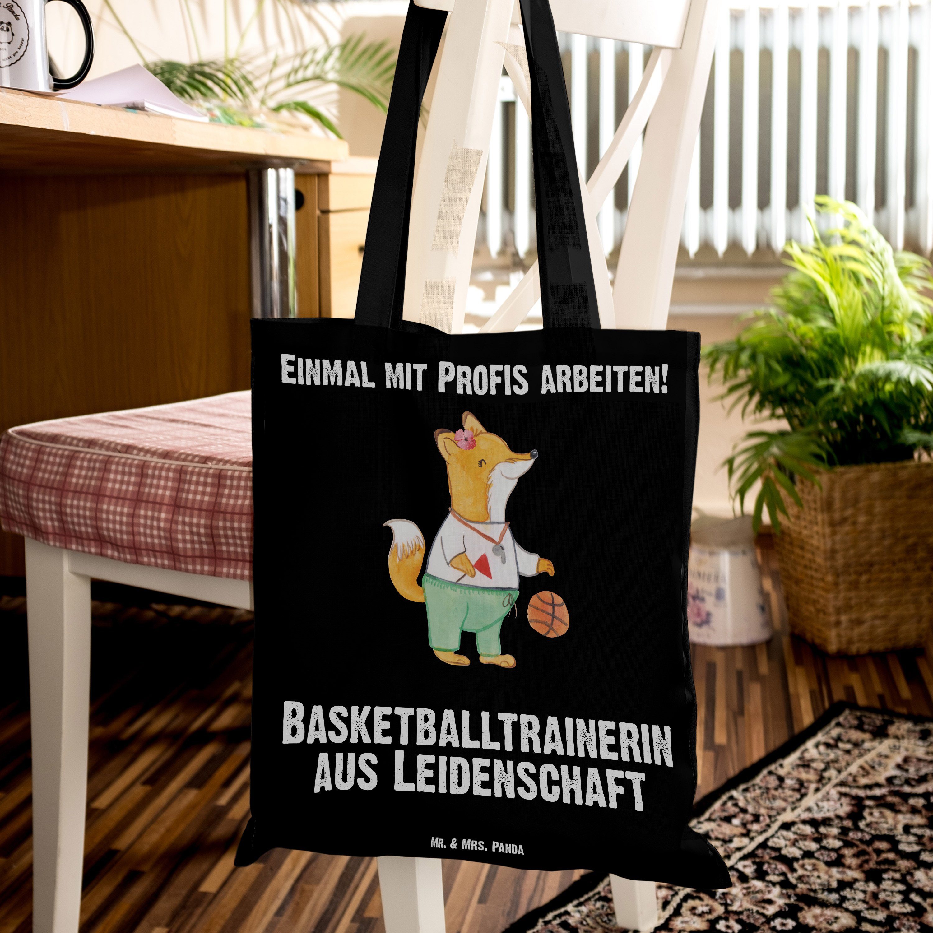 Basketball Schwarz - (1-tlg) & Mrs. Leidenschaft Mr. Basketballtrainerin Panda Tragetasche aus Geschenk, -