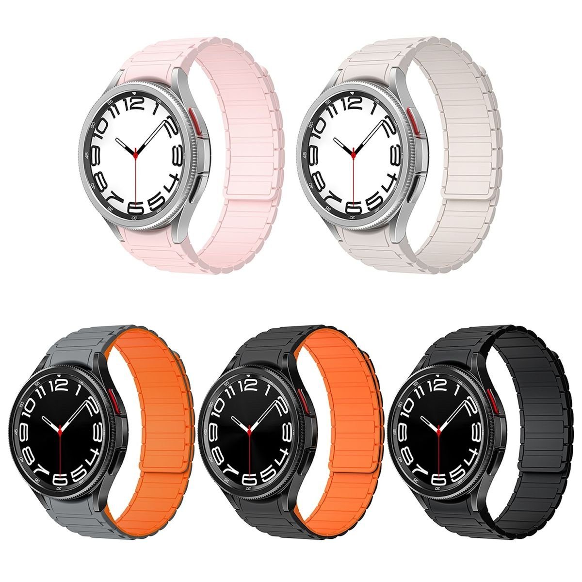 Wigento Smartwatch-Armband Für Samsung Galaxy Magnetisches 6 Ersatz 4 Watch Silikon 5 Design Band