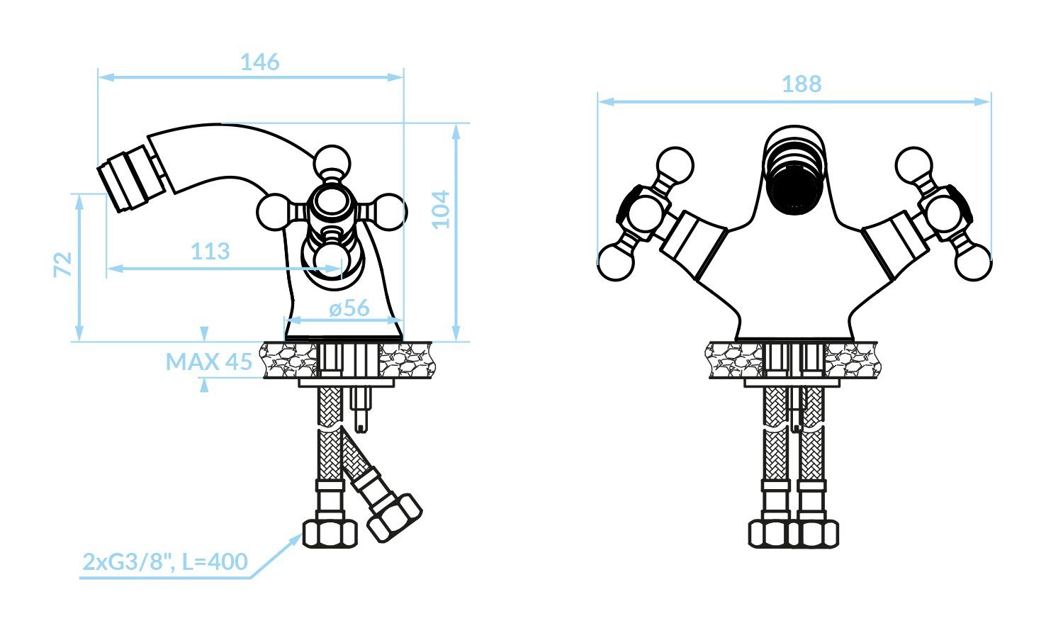 KOLMAN Bidetarmatur Wasserhahn STILO Bidetmischer in günstig online kaufen