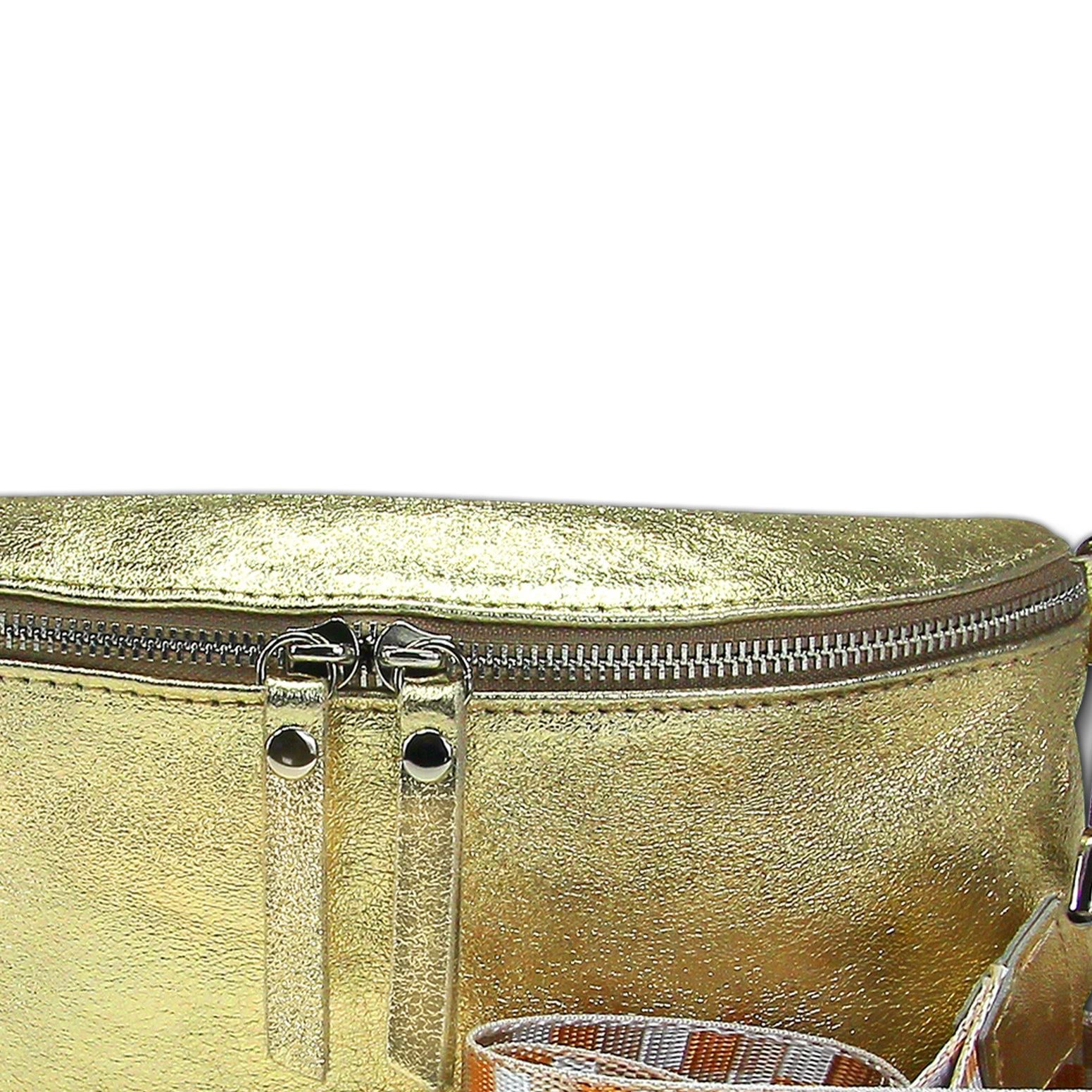 FLORENCE Gürteltasche Florence Echtleder Gürteltasche Damen gold (Gürteltasche), Damen Leder Gürteltasche, gold, mehrfarbig ca. 25cm