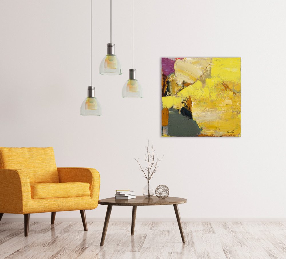 ArtUniverse Gemälde Lebendigkeit in Gelb 60x60 cm, Abstrakt