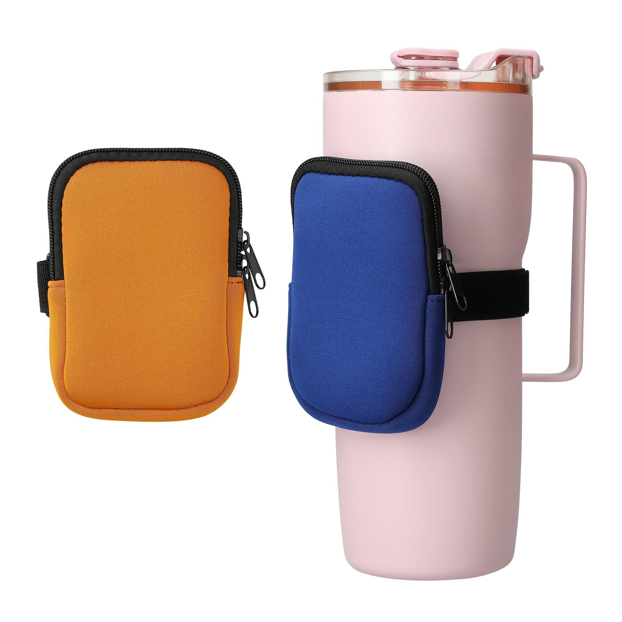 kwmobile Trinkflasche 2x Tasche für Tumbler Trinkflasche - Tragetasche für Wasserflaschen, Kleine Schutztasche mit Reißverschluss und Gummiband