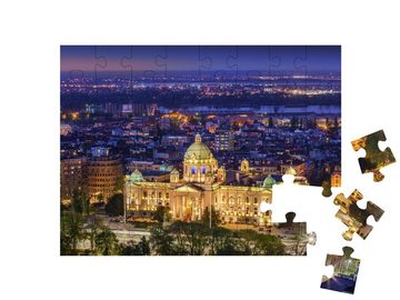 puzzleYOU Puzzle Nationalversammlung der Republik Serbien bei Nacht, 48 Puzzleteile, puzzleYOU-Kollektionen Weitere Europa-Motive