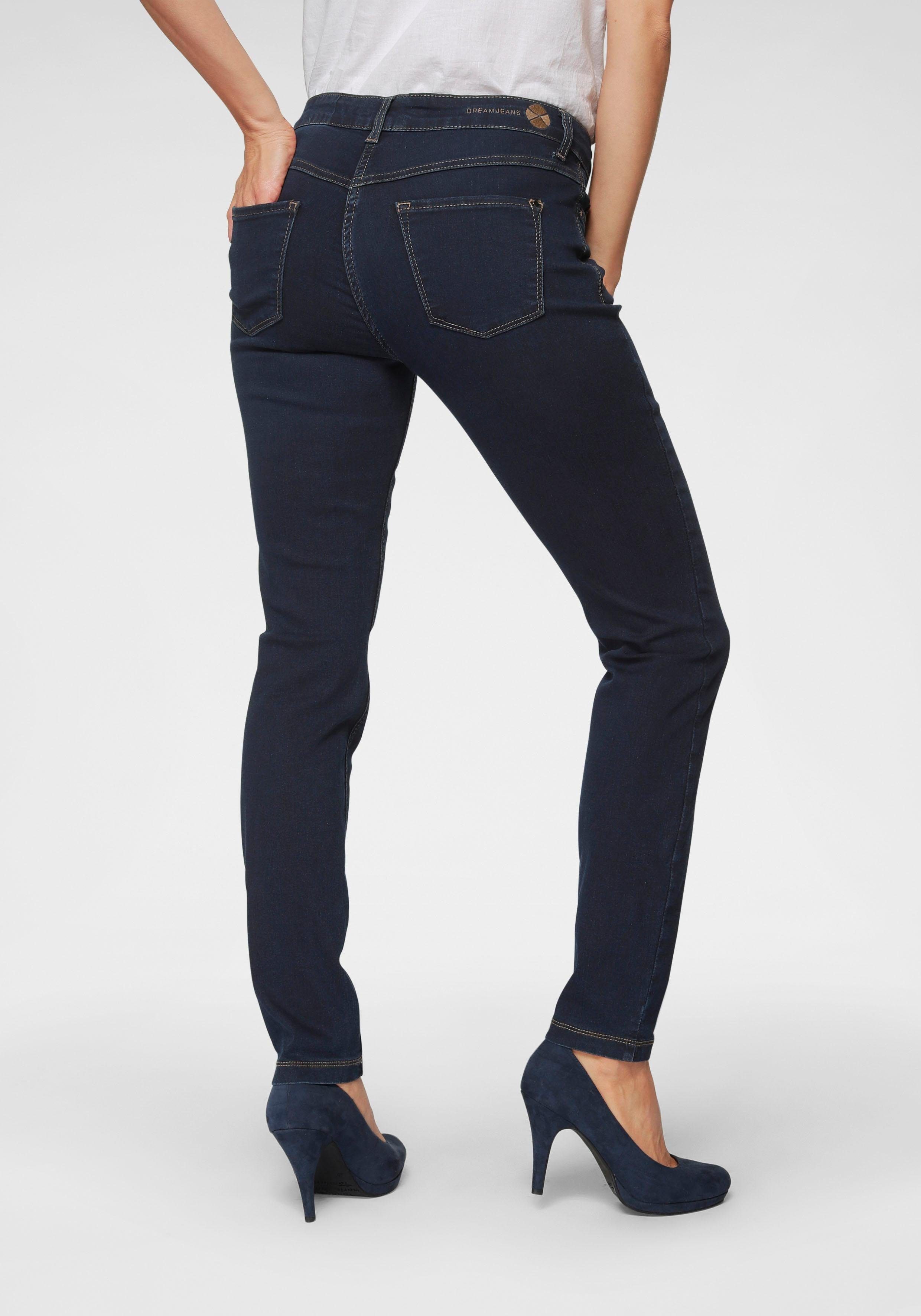 sorgt perfekten wash den blue Dream für Hochelastische Qualität Skinny-fit-Jeans dark MAC Sitz Skinny