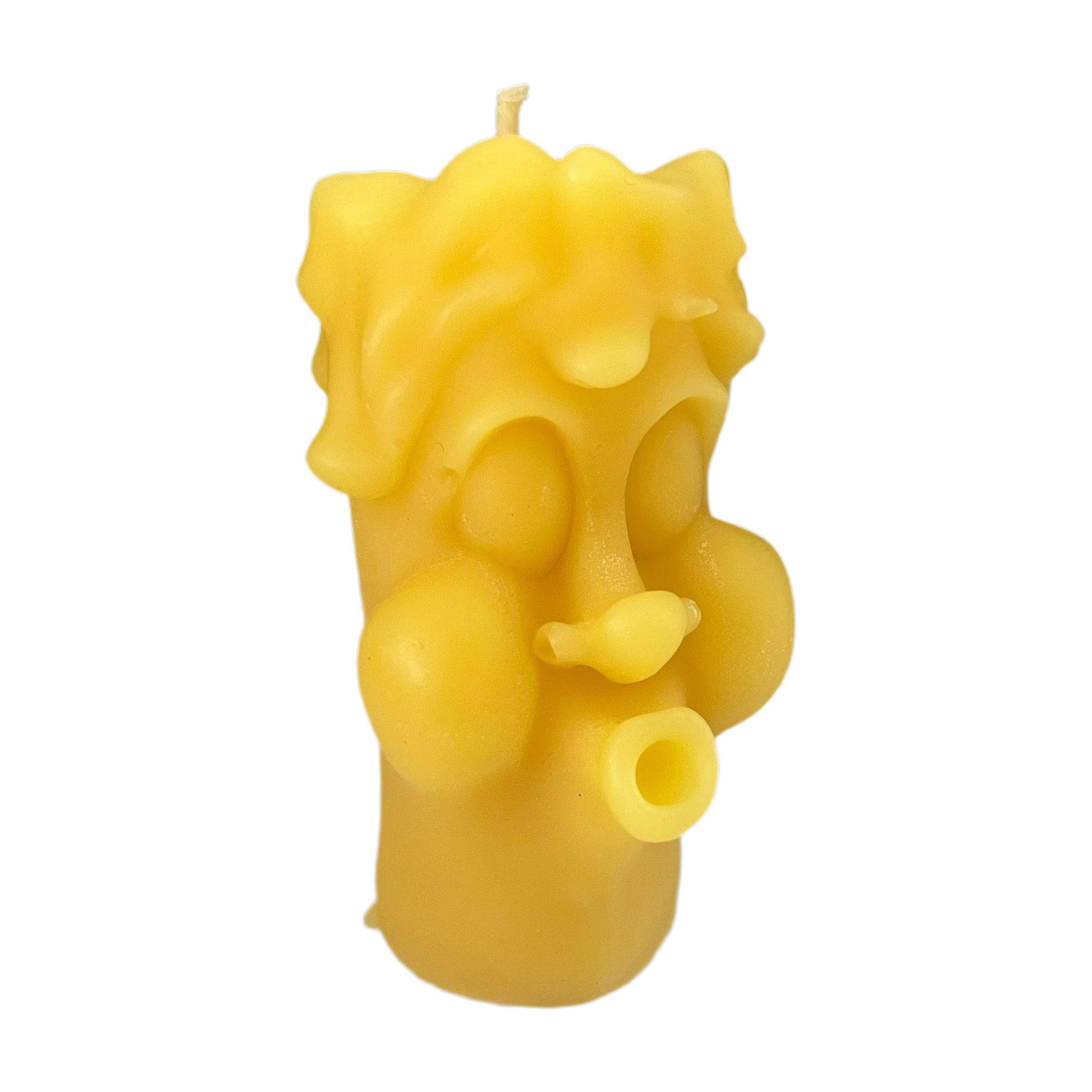 Aspinaworld Bienenwachskerze Gesicht Kerze mit Pfeife 8 cm natur – Kopf mit Tropfen (1-tlg)
