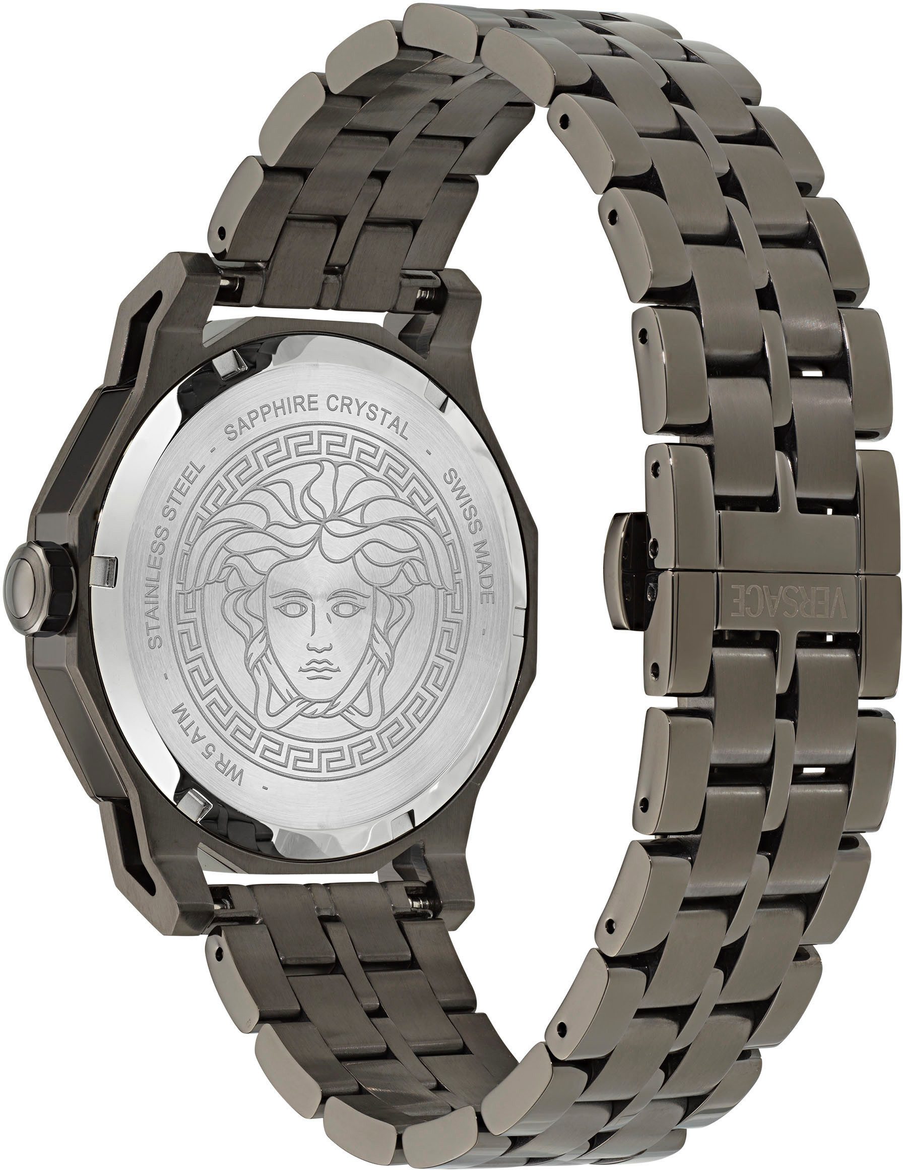 Versace Quarzuhr MEDUSA DECO GENT VE9I00524, Armbanduhr, Herrenuhr, Swiss Made, Saphirglas, Edelstahlarmband,analog