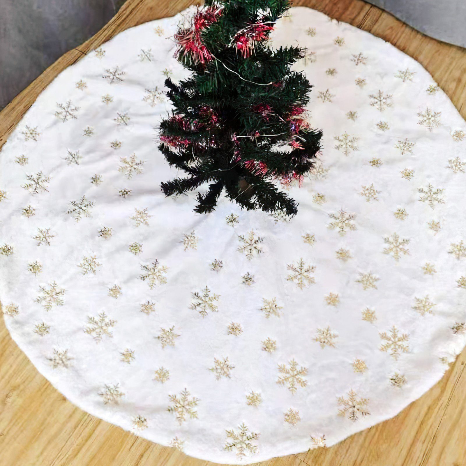Schneeflocken, Neujahr Baumteppich Teppich, Weihnachtsbaum Rock Goldene Party Vbrisi, für Dekoration Weihnachtsbaumdecke Weihnachten Weihnachtsbaum
