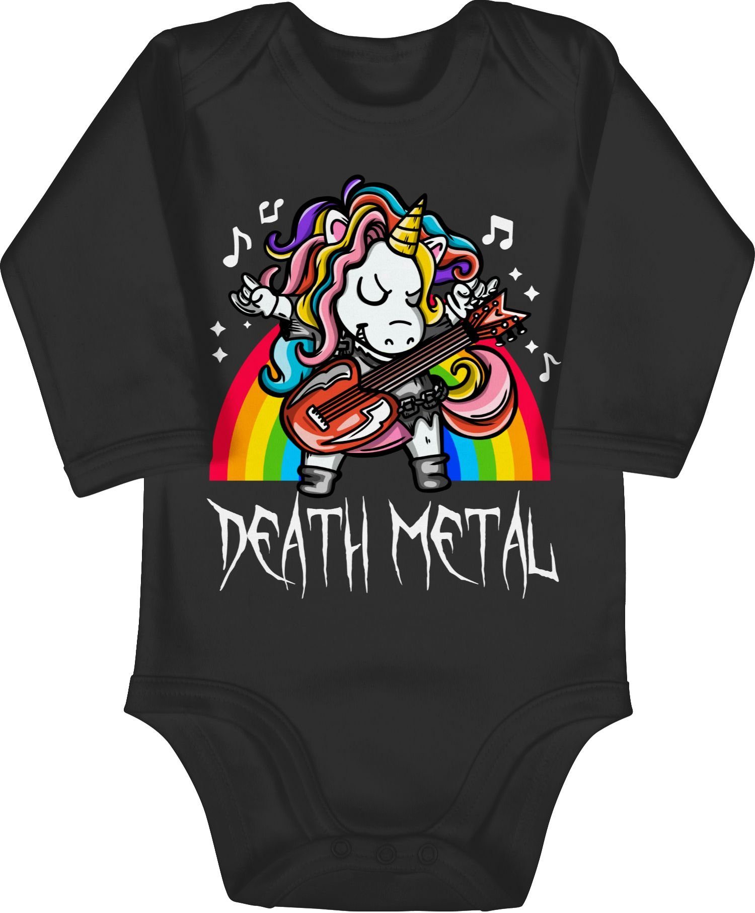 Shirtracer Shirtbody Death Metal Einhorn Sprüche Baby 1 Schwarz