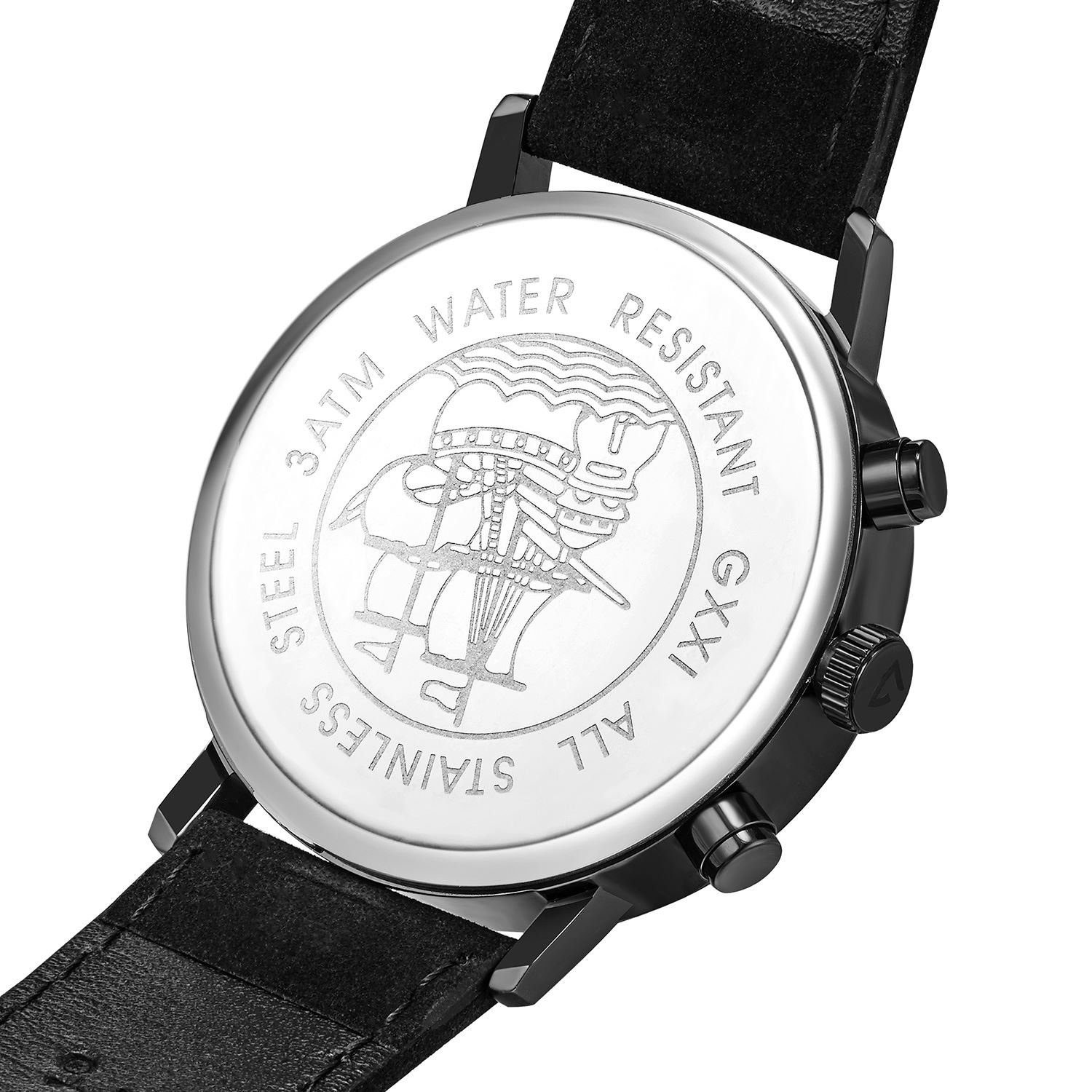 Gigandet Quarzuhr Armbanduhr, Herrenuhr, 24-Std. Anzeige, 42mm, MINIMALISM II G21-004, Mineralglas, 2. Zeitzone, Lederband, 3bar/30m wasserdicht