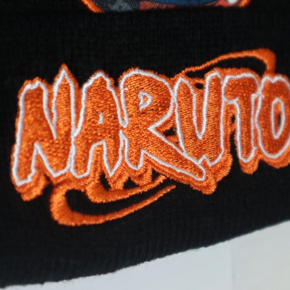 Anime Fleecemütze 54/56 Jungen Schwarz Shippuden Wintermütze Gr. Naruto Mütze Naruto