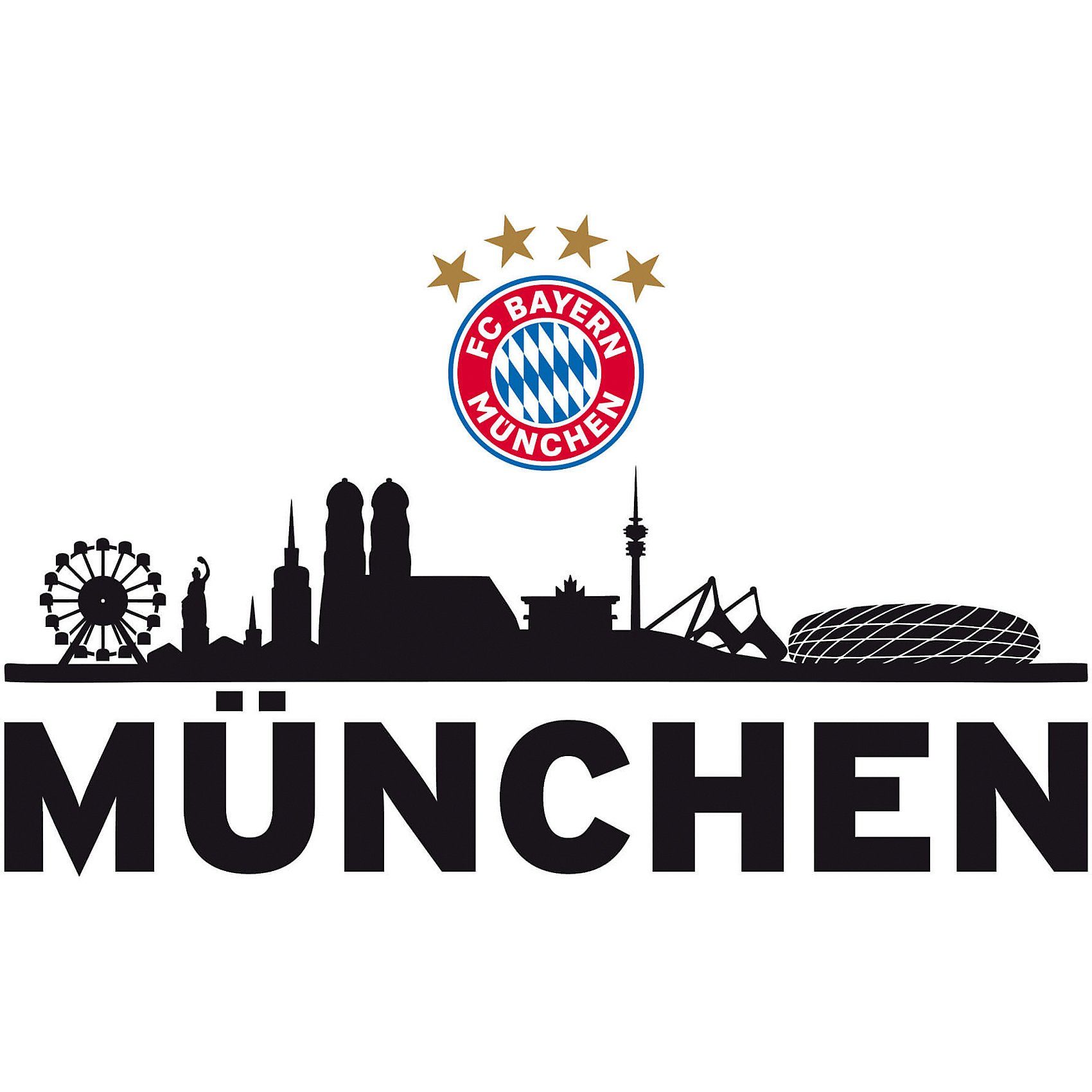 FC Bayern Wandsticker FCB Skyline mit Logo, 60 x 30 cm ...