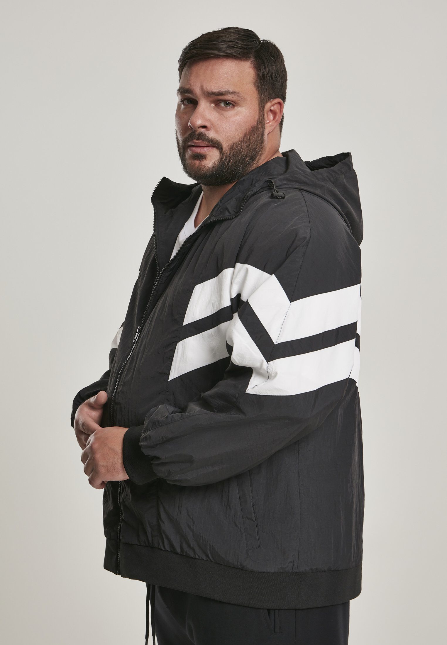 black/white (1-St) Crinkle CLASSICS Track URBAN Jacket Outdoorjacke Herren Panel