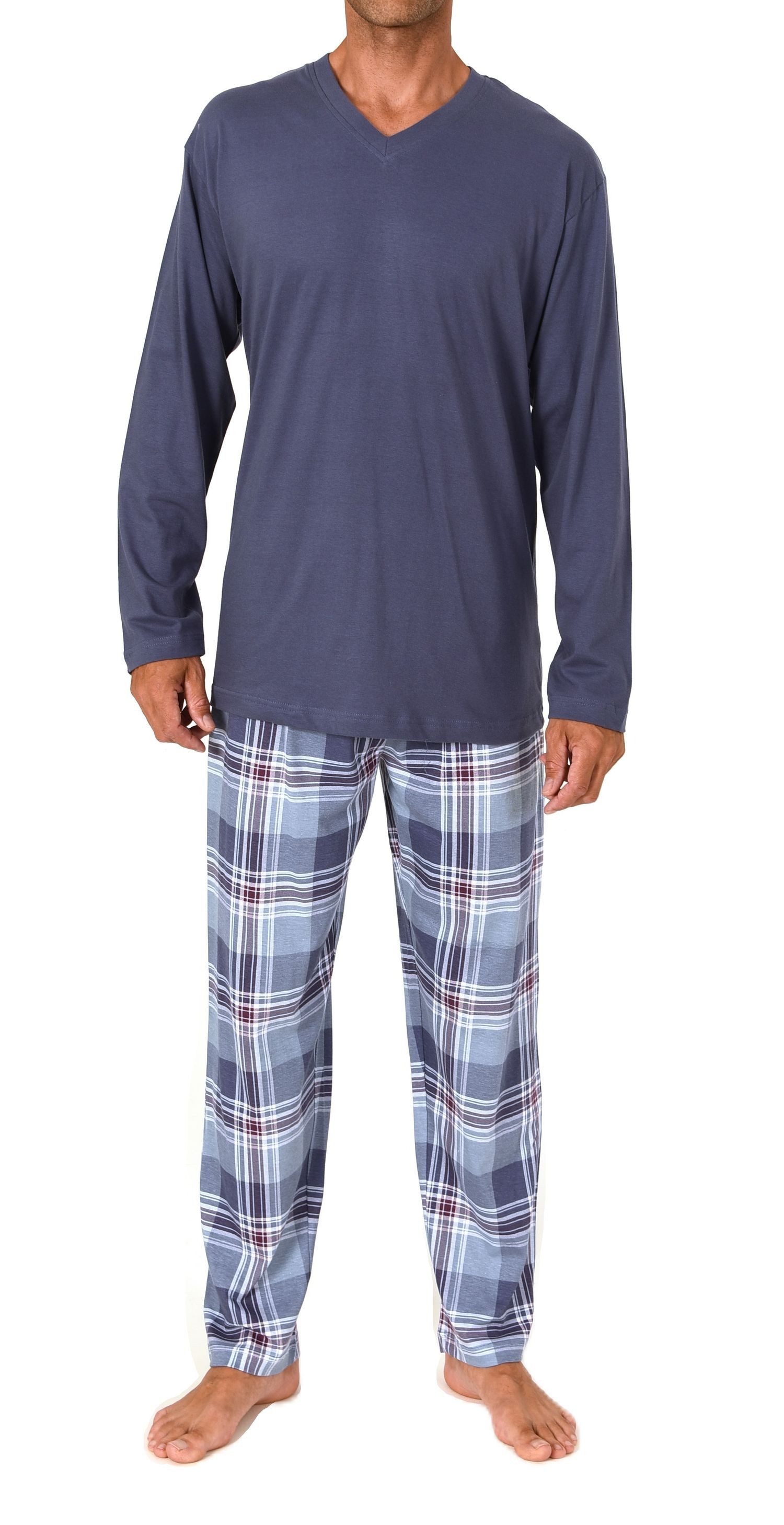 Normann Pyjama Normann Herren Schlafanzug lang mit Karo Hose - auch in Übergrößen