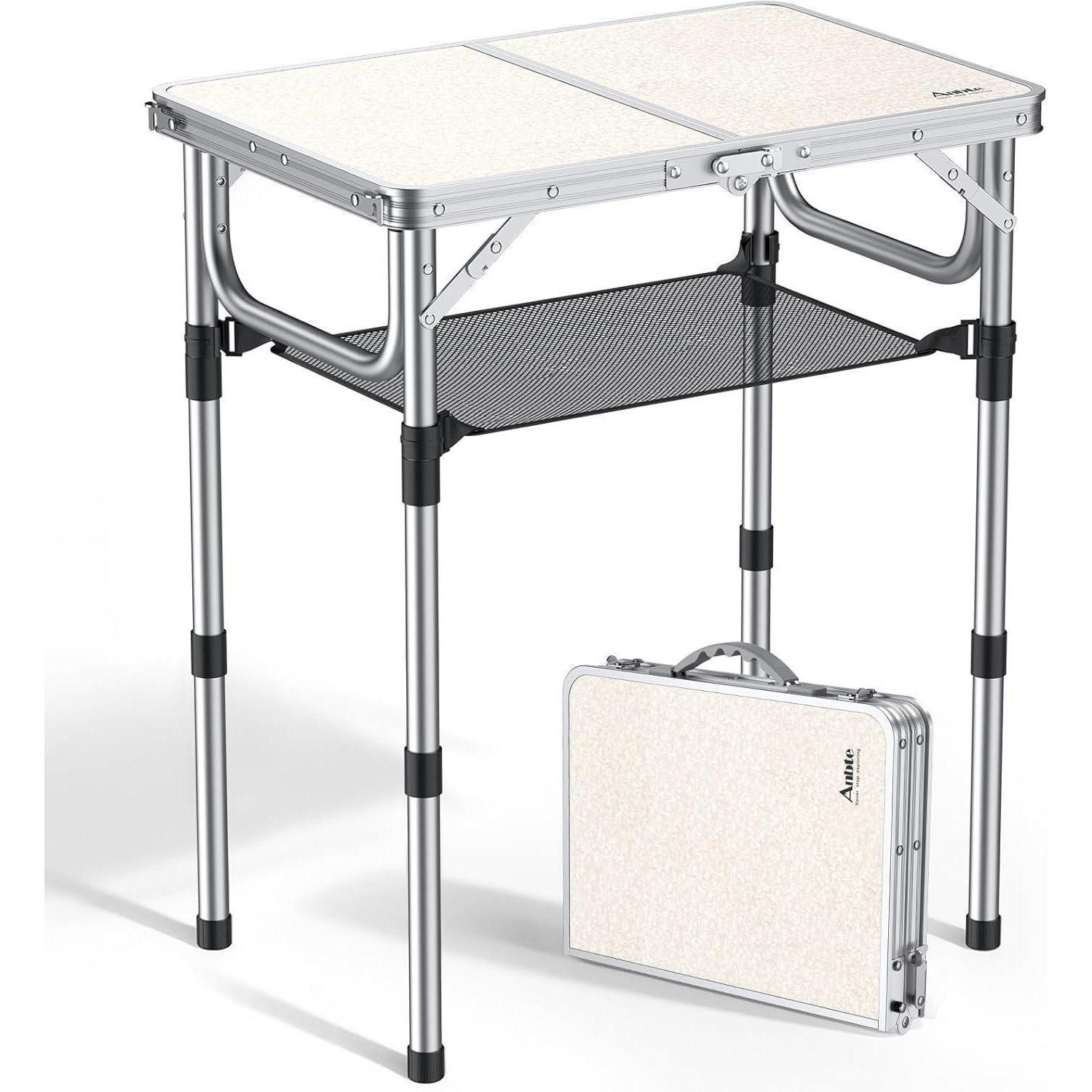 LuxusKollektion Campingtisch Campingtisch Klapptisch 60x40cm Aluminiumrahmen 3 Höhen Weiß