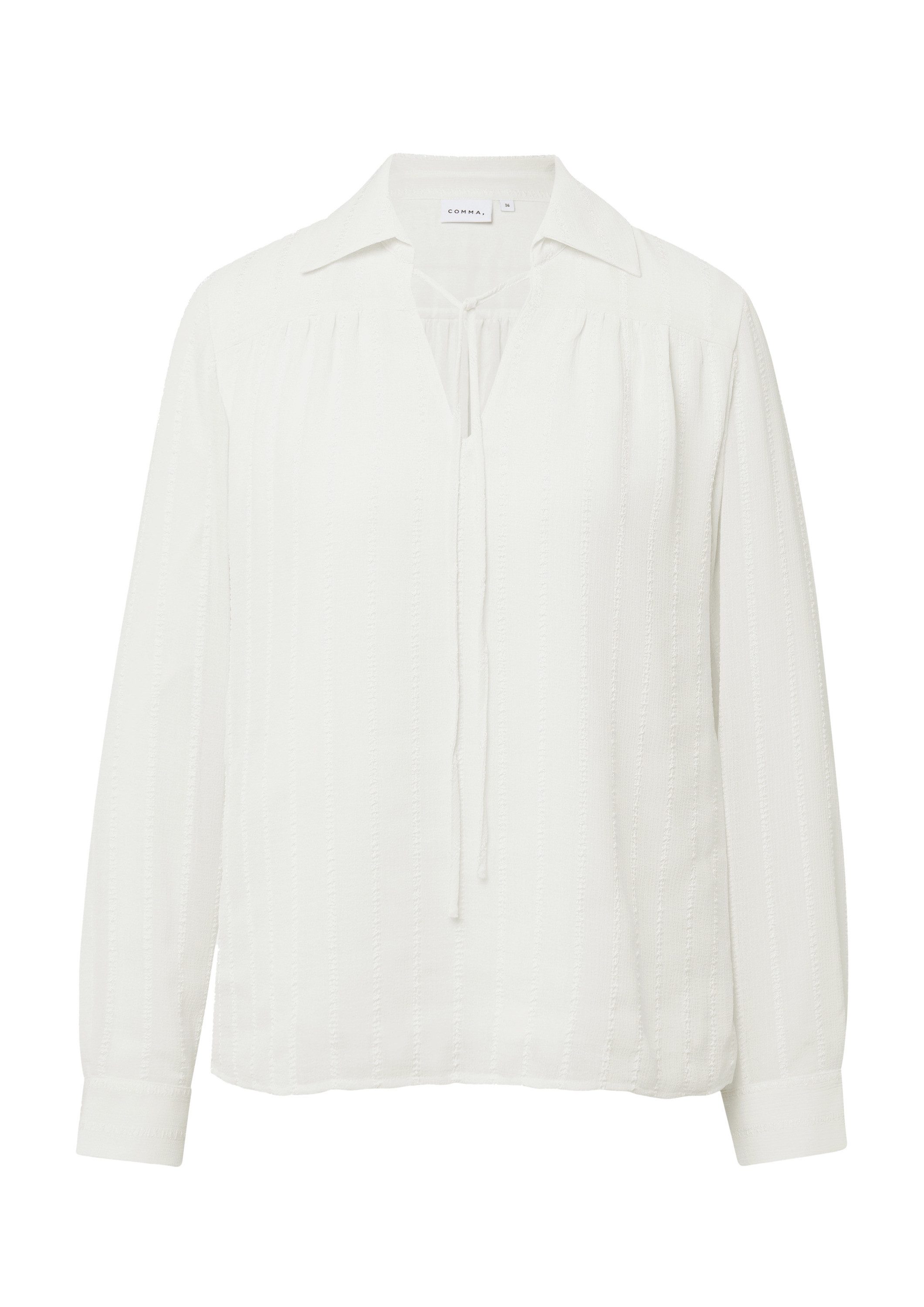 comma Langarmbluse Bluse Feminine Streifenbluse mit Bindedetail