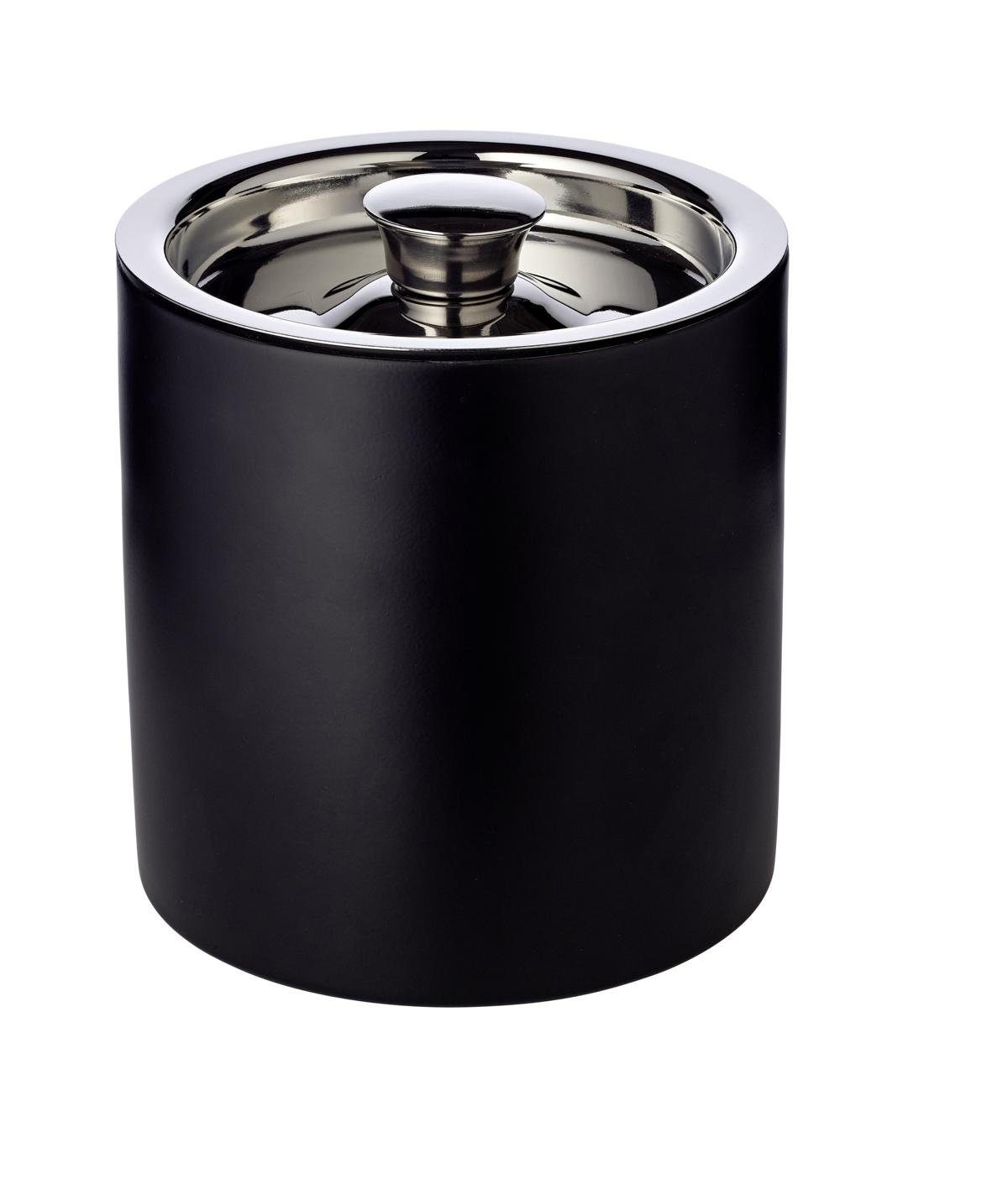 EDZARD Eiseimer Pearl, Matt-Schwarz, gemustert, vernickelt, Inkl. Deckel und Zange, H 16 cm