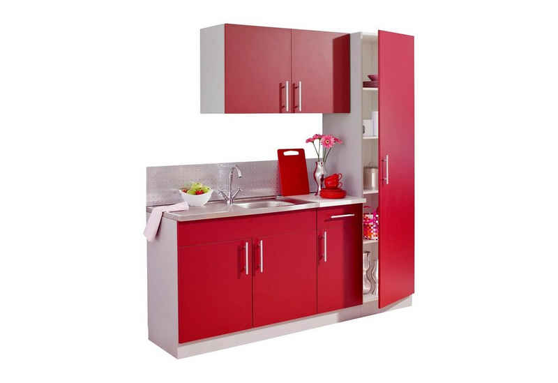wiho Küchen Küche Kiel, Breite 190 cm mit 28 mm starker Arbeitsplatte, Tiefe 50 cm