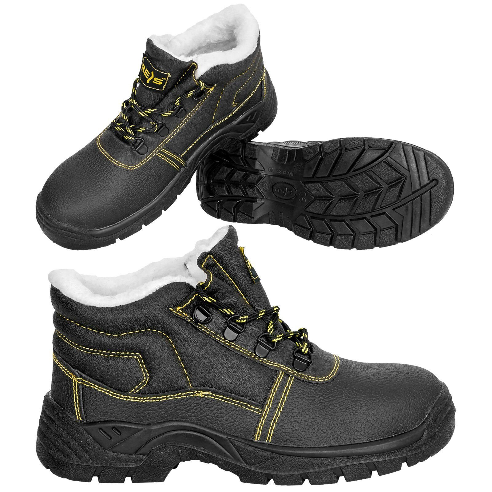 Reis Arbeit Winterschuhe Защитная обувь Stiefel Gefüttert Stahlkappe Arbeitsschuh aus Rindsleder