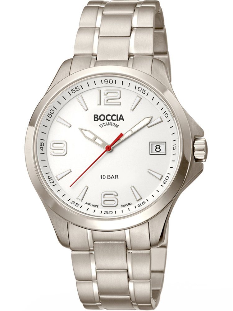 Boccia Quarzuhr Boccia 3591-06 Herrenuhr Titanium 41mm 10ATM, Sekunde