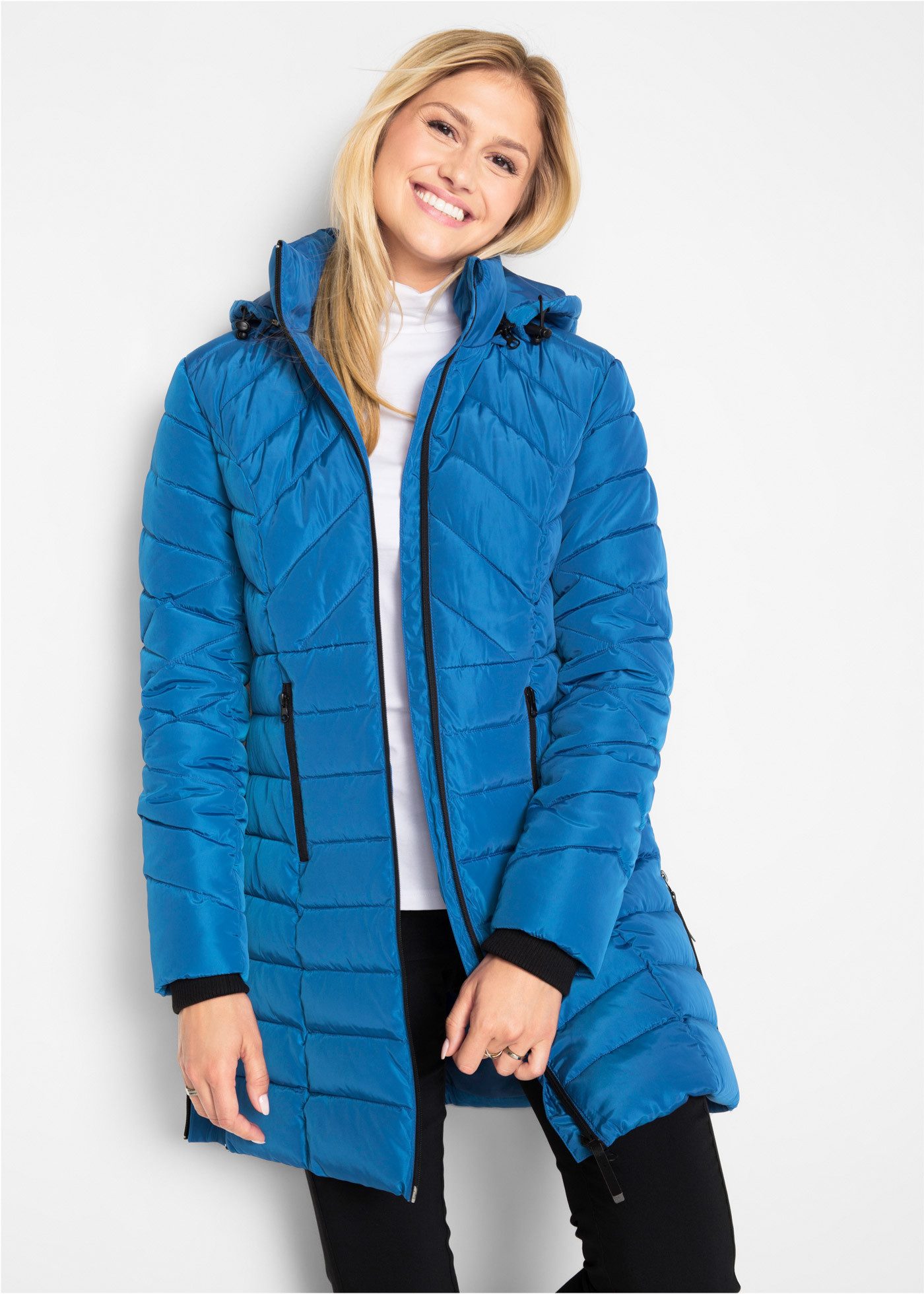 bonprix Steppjacke Winterjacke mit Wattierung und abnehmbarer Kapuze