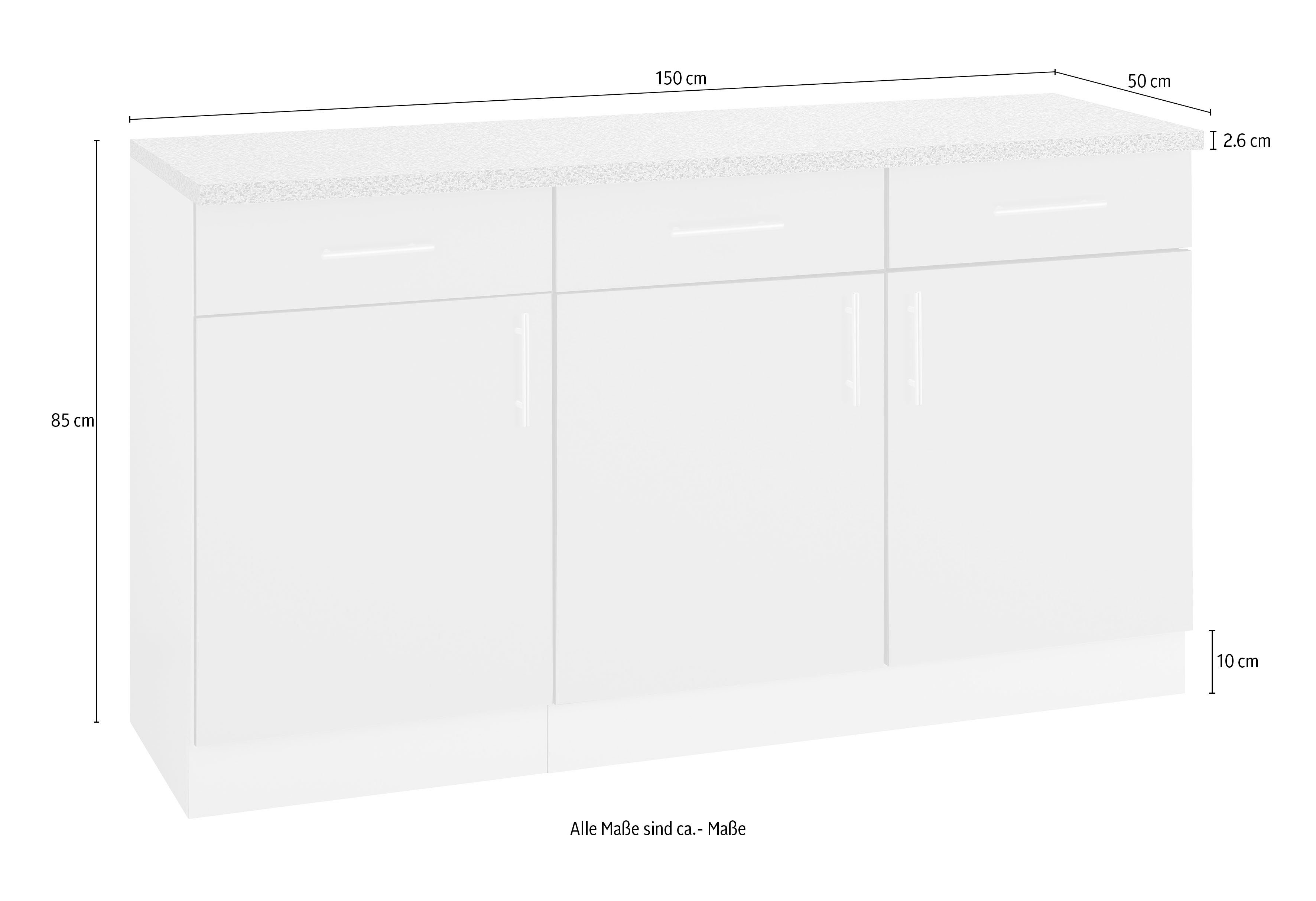 wiho Küchen Unterschrank Kiel 150 cm breit, 50 cm tief – Bild 4 von 4