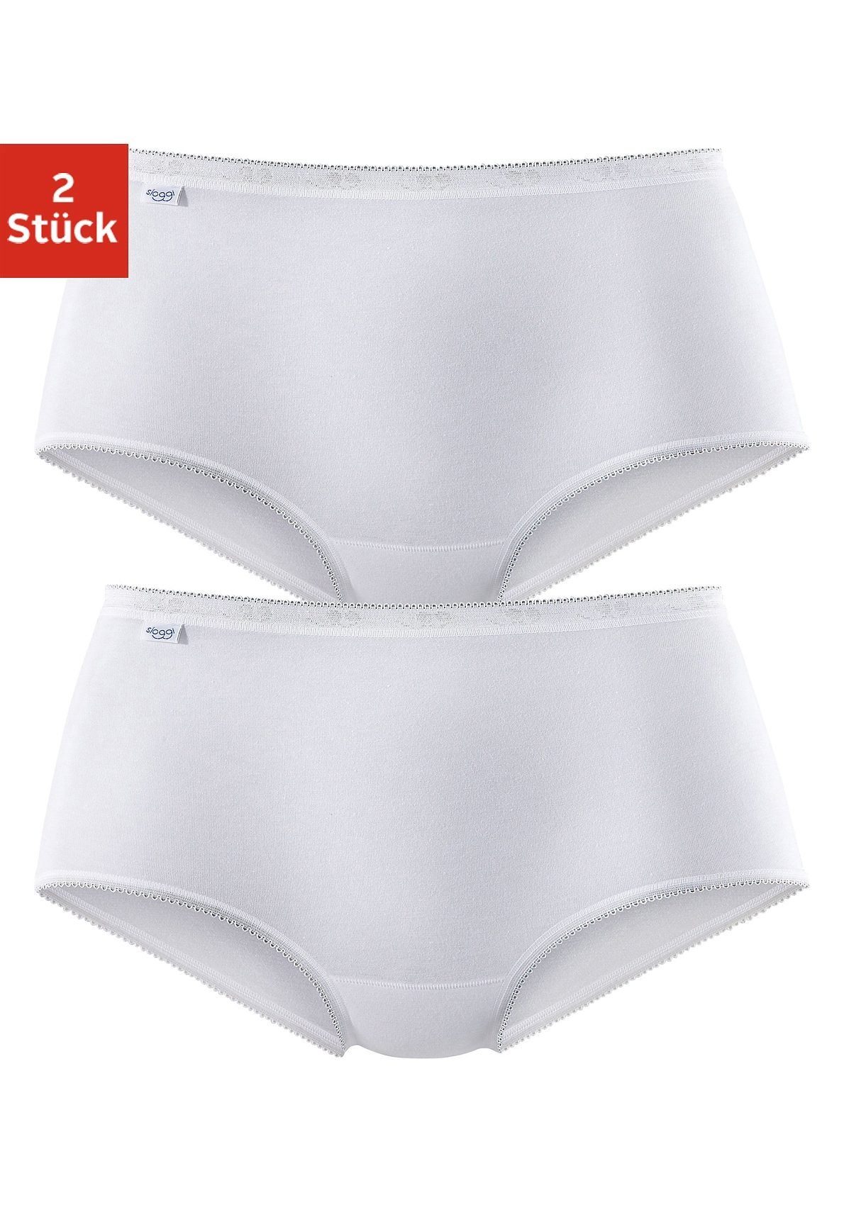 Sloggi Taillenslip (Packung, 2-St) mit elastischer Mäusezähnchenkante 2x weiss