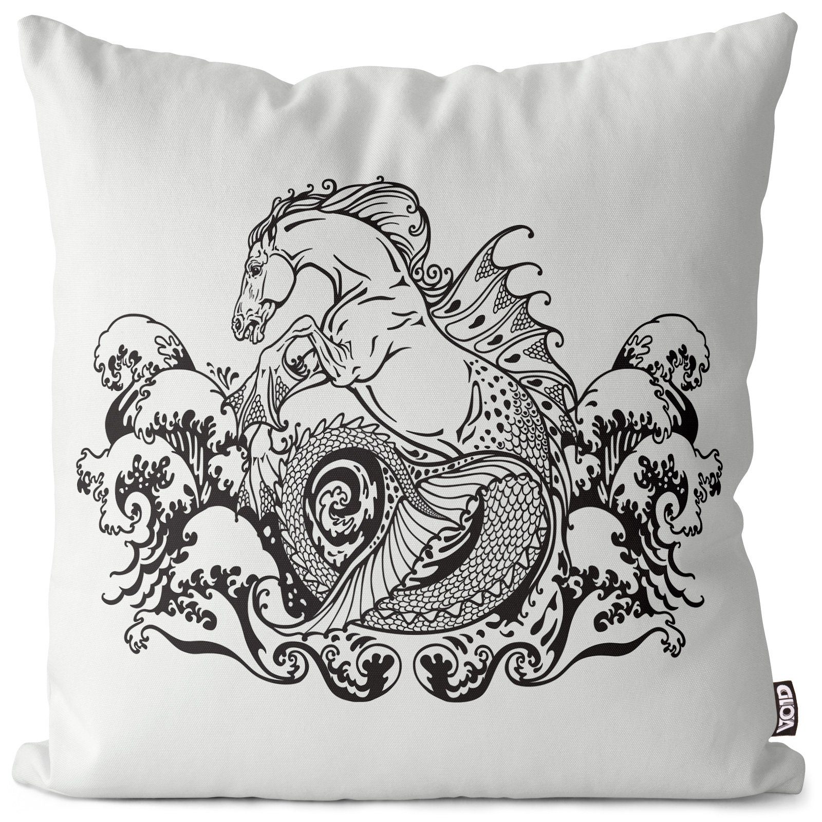 Tier Monster VOID Sofa-Kissen Wellen Poseidon Rom Griechenland Götter Geschichten Seefahrer Ozean Stück), Mythisch Mythologie Seepferdchen Fantasy Kissenbezug, Symbol (1