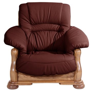 58 aufm Kessel Sessel Sessel Katlin Bezug Echtleder Eiche rustikal P43 / rot 22770 (Sparpreis inkl. Kostenlosem Versand, 1-St), hochwertig verarbeitet,bequemer Sitz