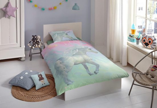 Kinderbettwäsche »Unicorn«, good morning, 100% Baumwolle